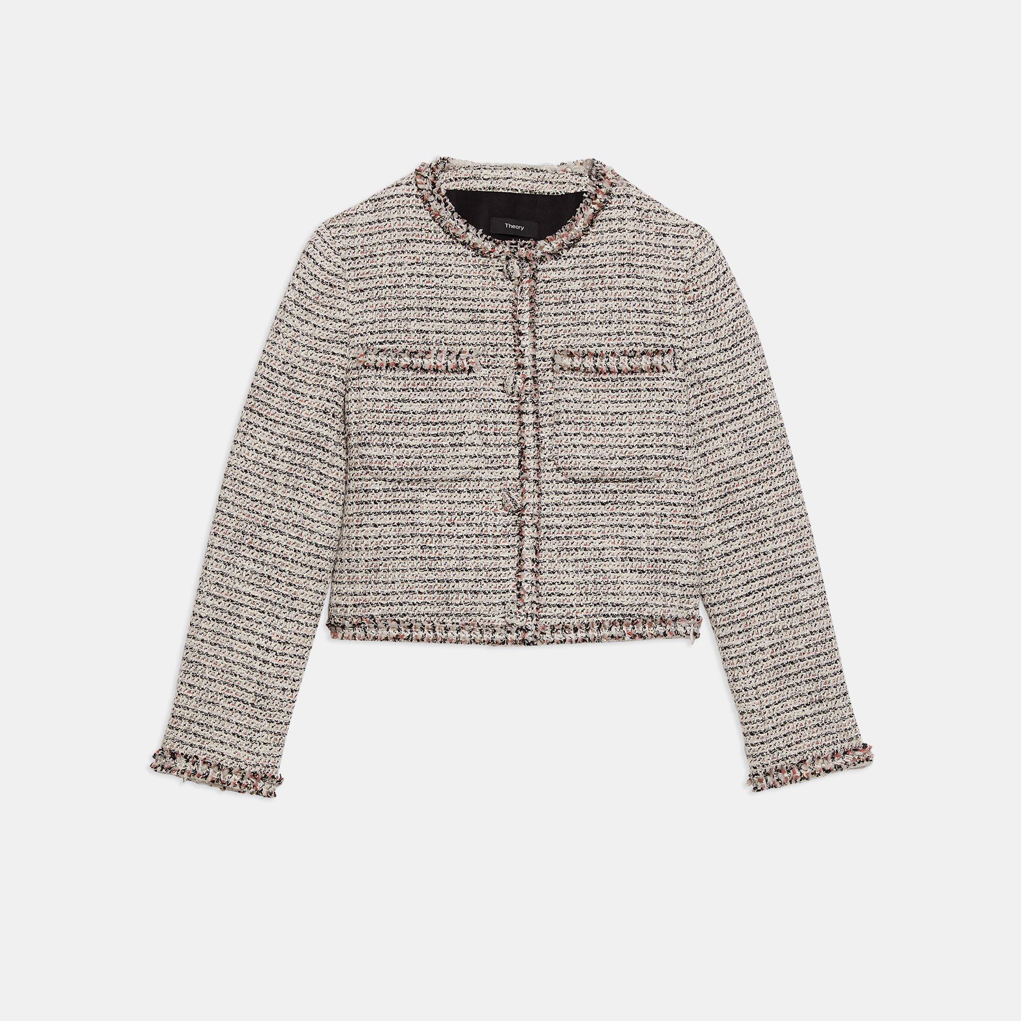 Cotton Tweed Cropped Jacket | Theory