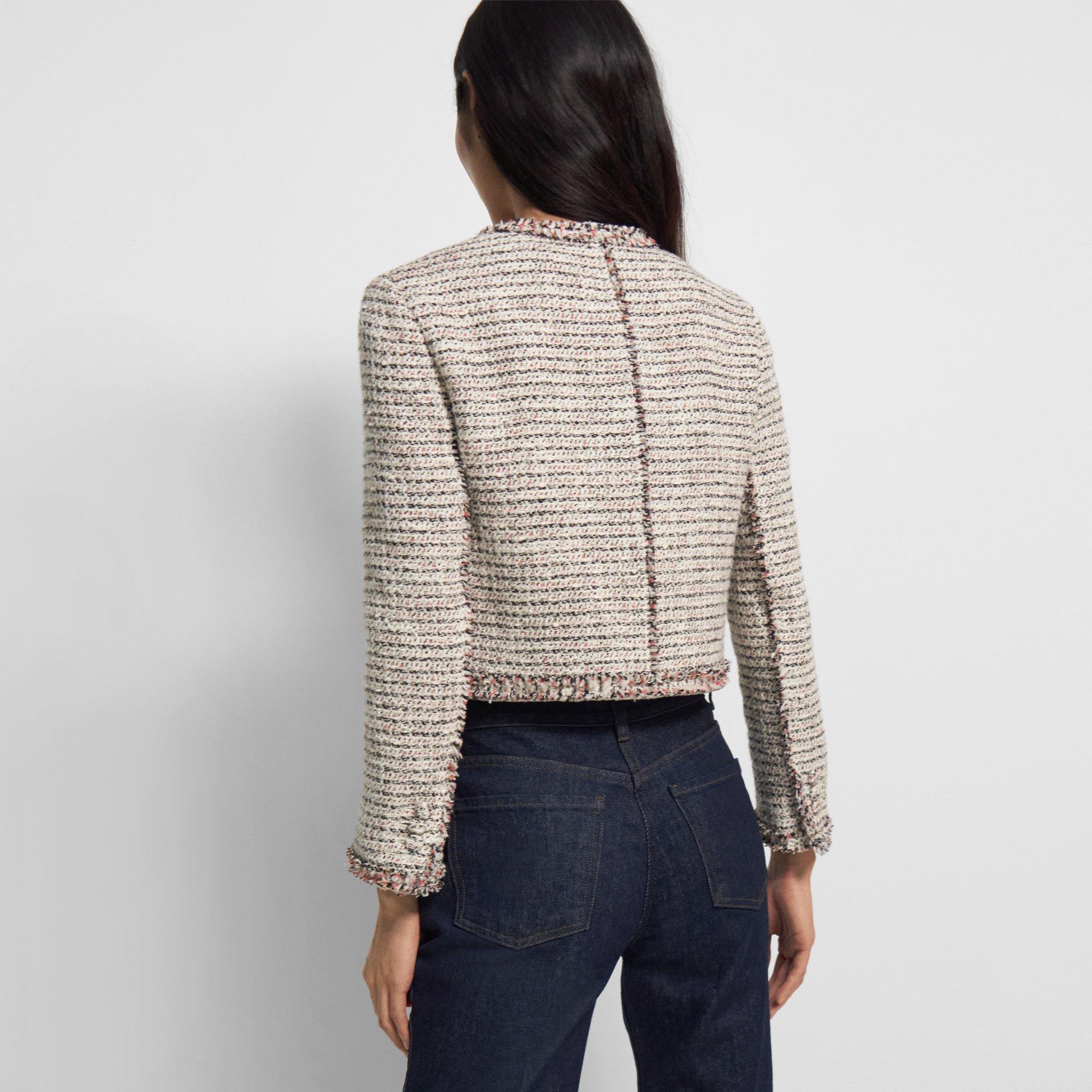 Cotton Tweed Cropped Jacket | Theory