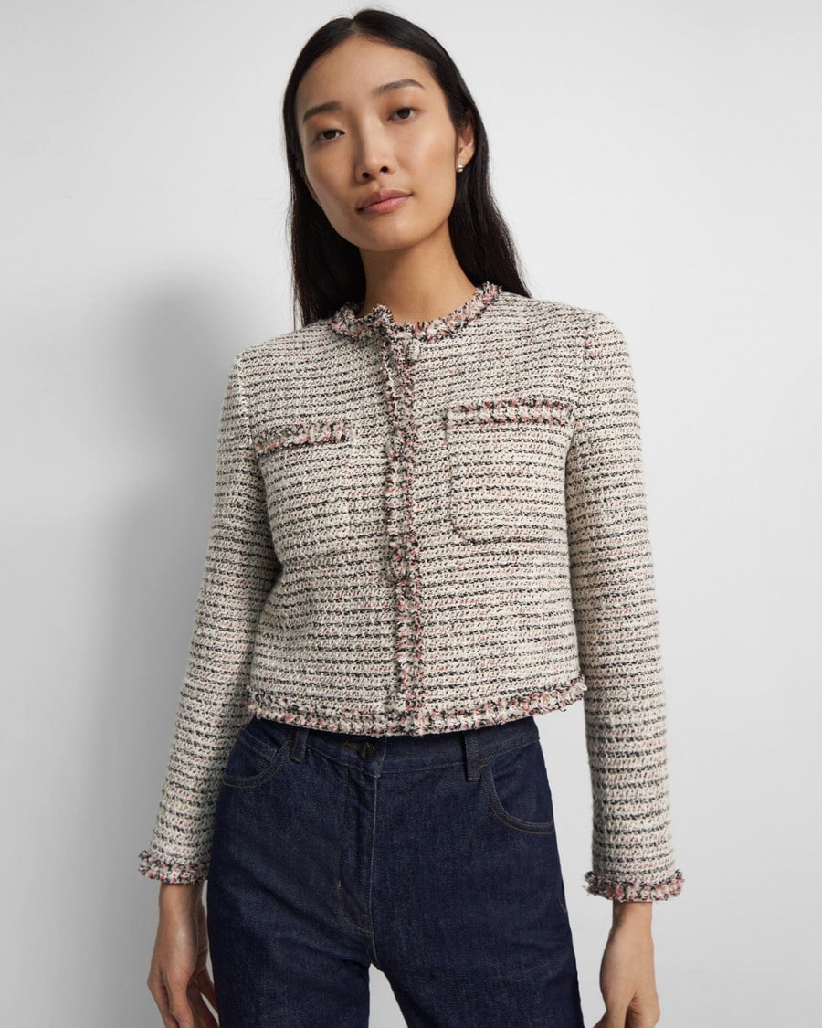 Cropped Jacket in Cotton Tweed