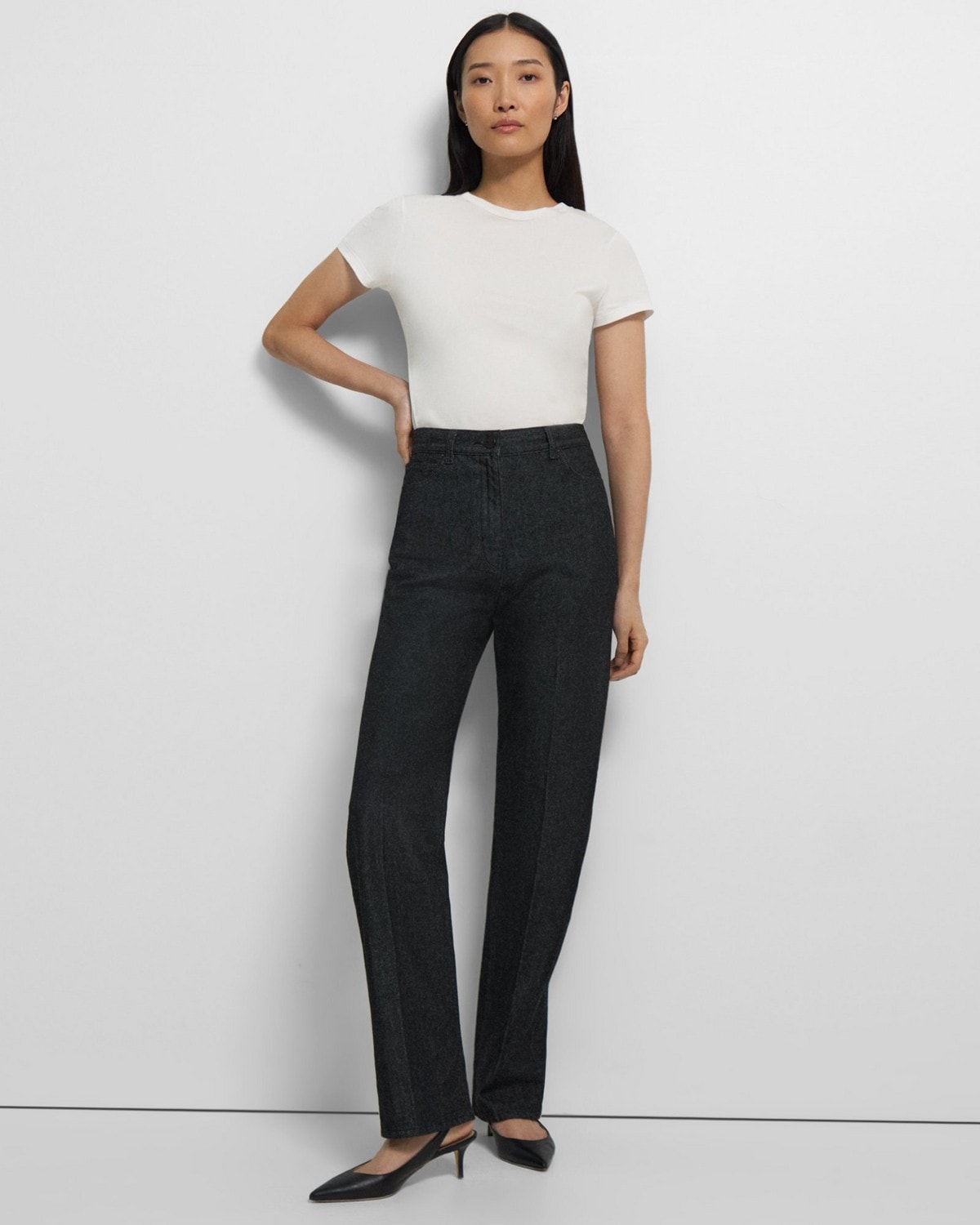 High-Waisted 5-Pocket Jean in Dyed Denim