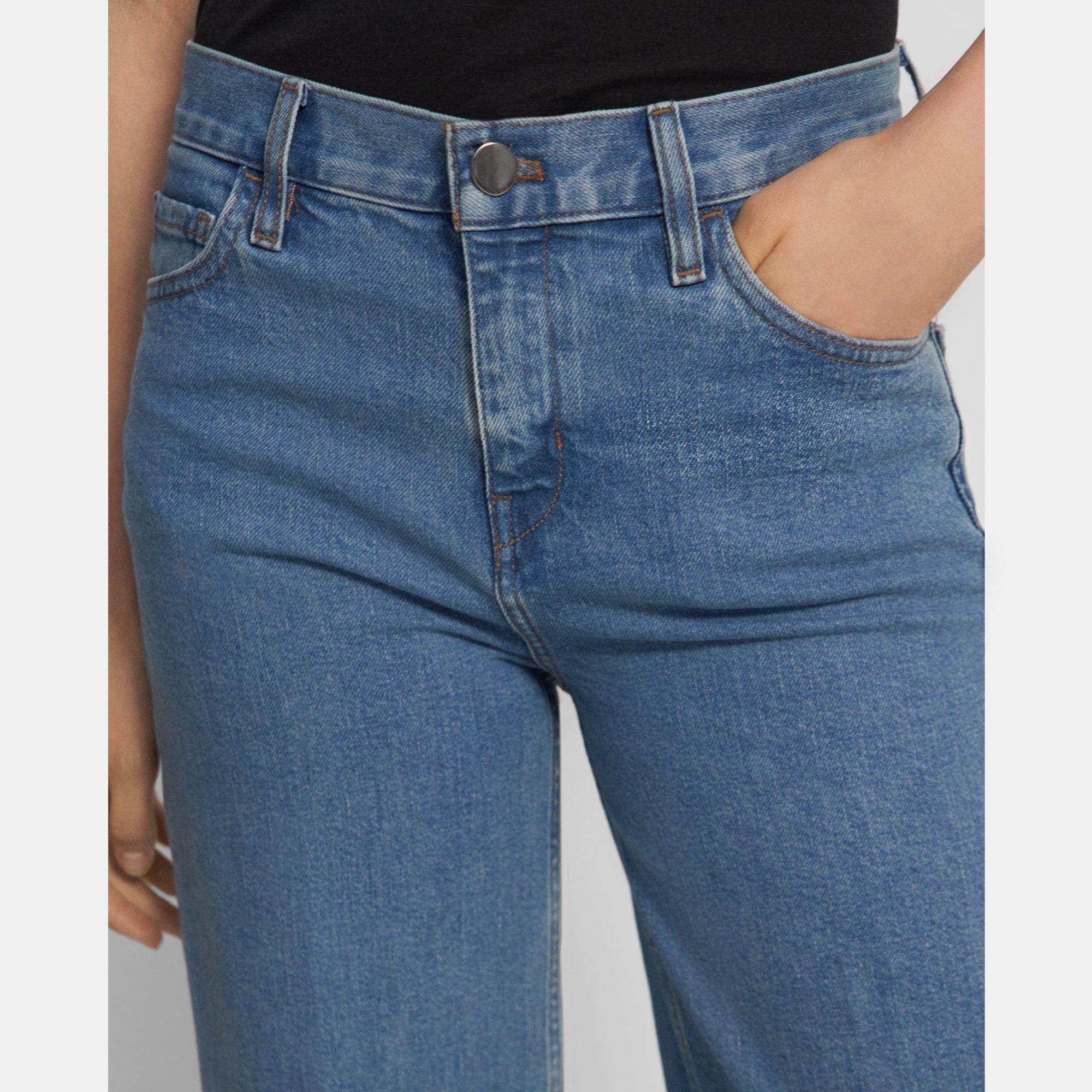 Wide Crop Jean in Washed Denim