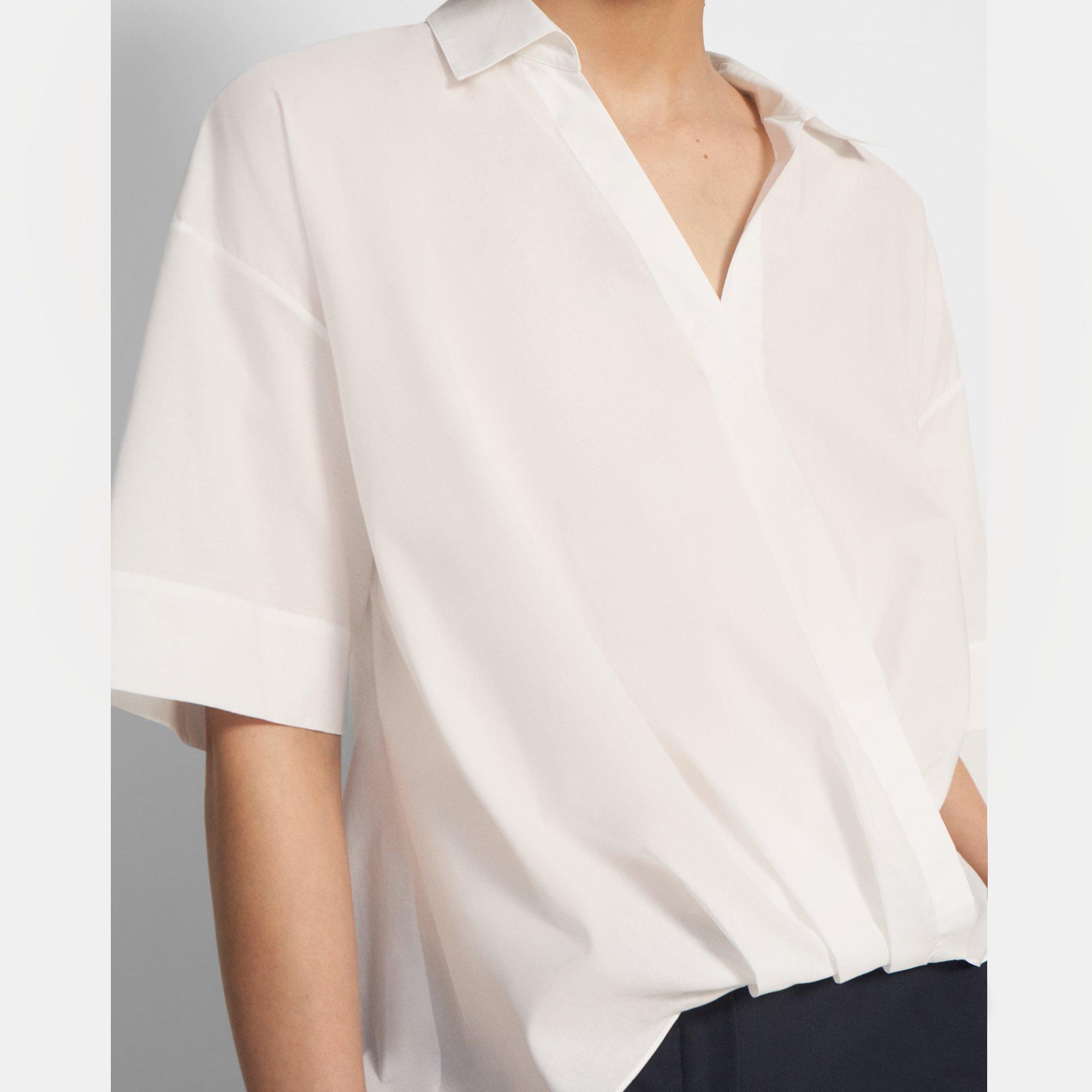 Twist Short-Sleeve Shirt in Cotton Mélange