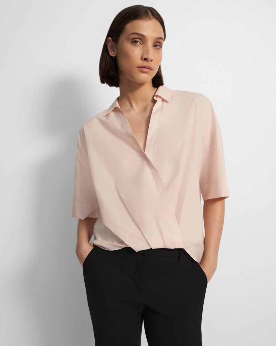 Twist Short-Sleeve Shirt in Cotton Mélange