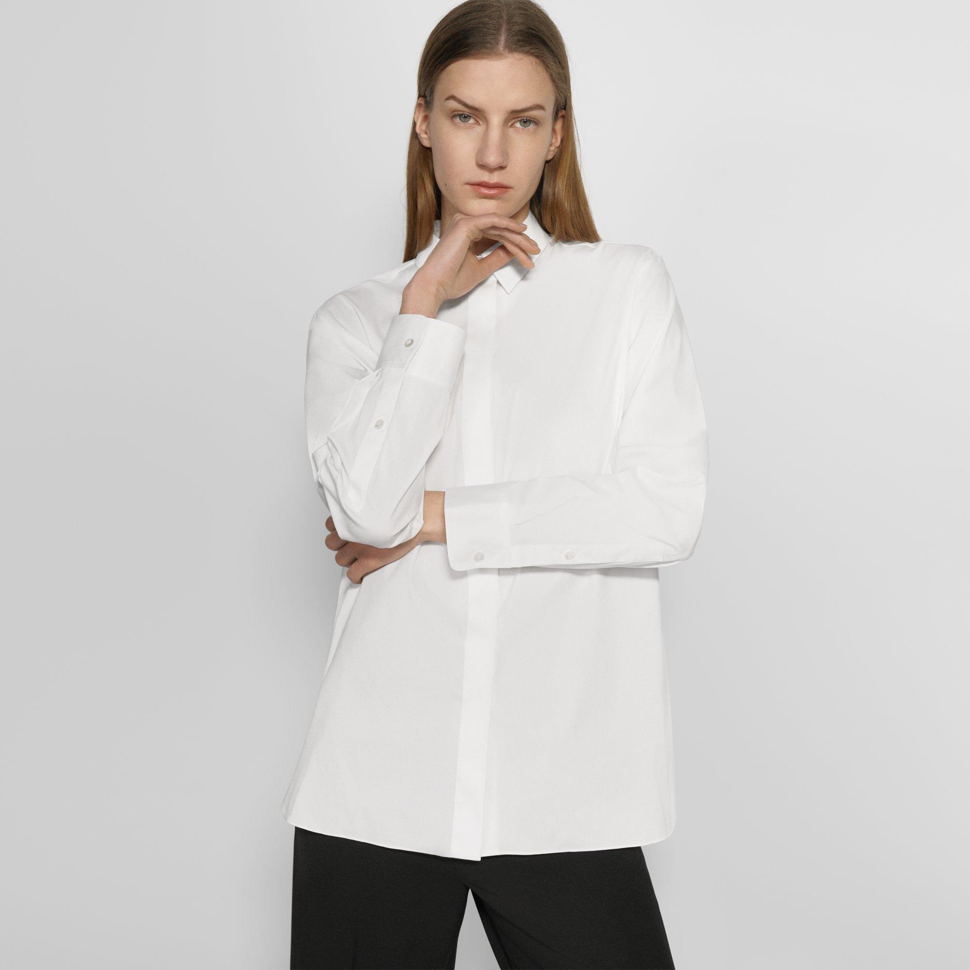 띠어리 Theory Menswear Shirt in Good Cotton,WHITE