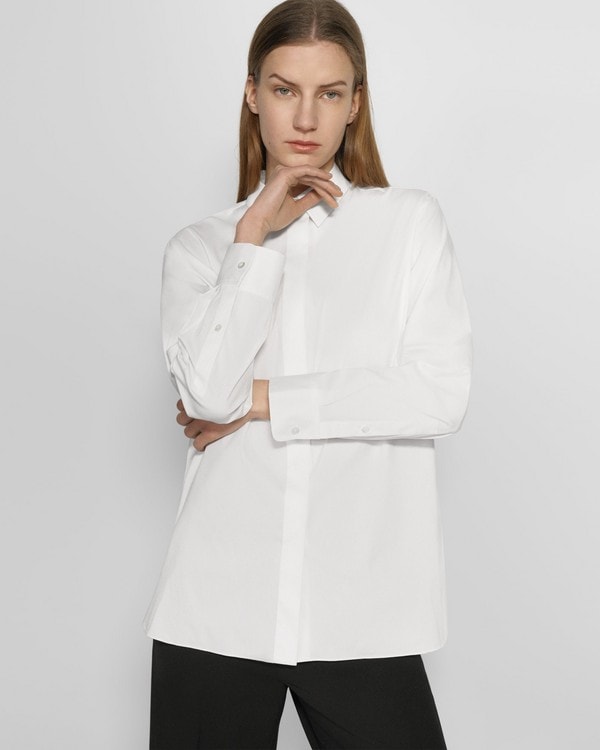 띠어리 Theory Menswear Shirt in Good Cotton,WHITE