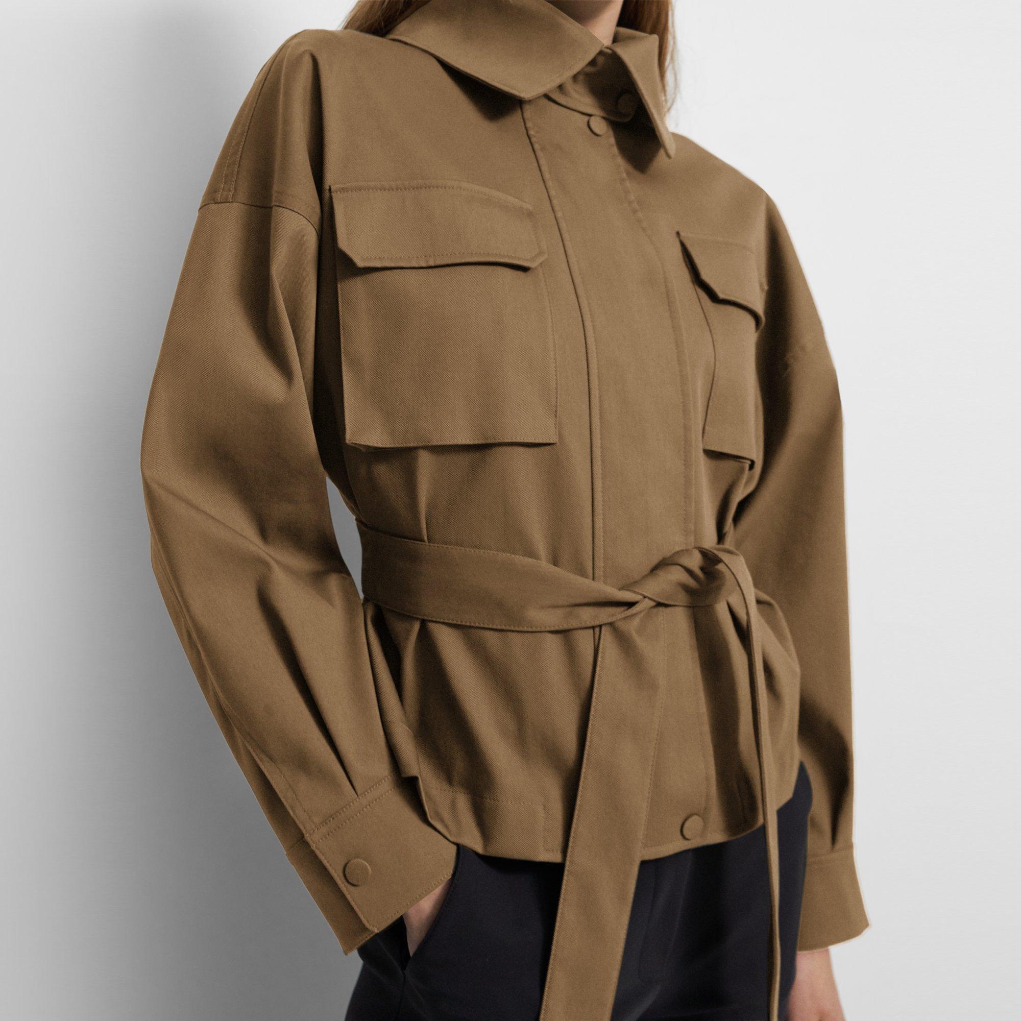 Cotton-Nylon Twill Belted Cargo Jacket | Theory