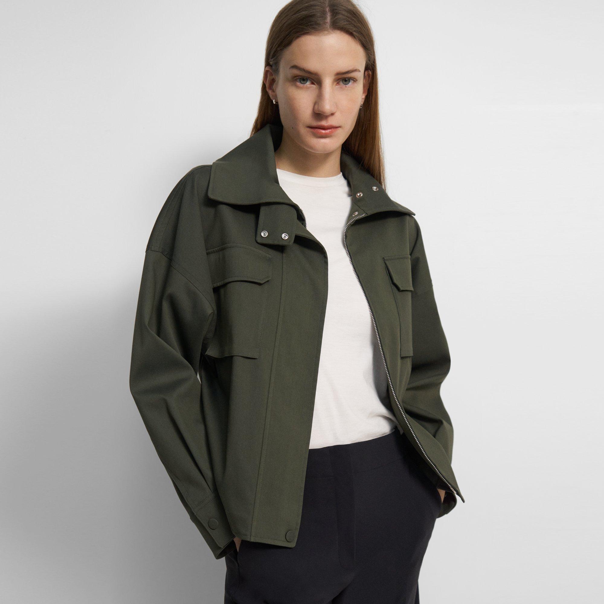 Cotton-Nylon Twill Belted Cargo Jacket | Theory