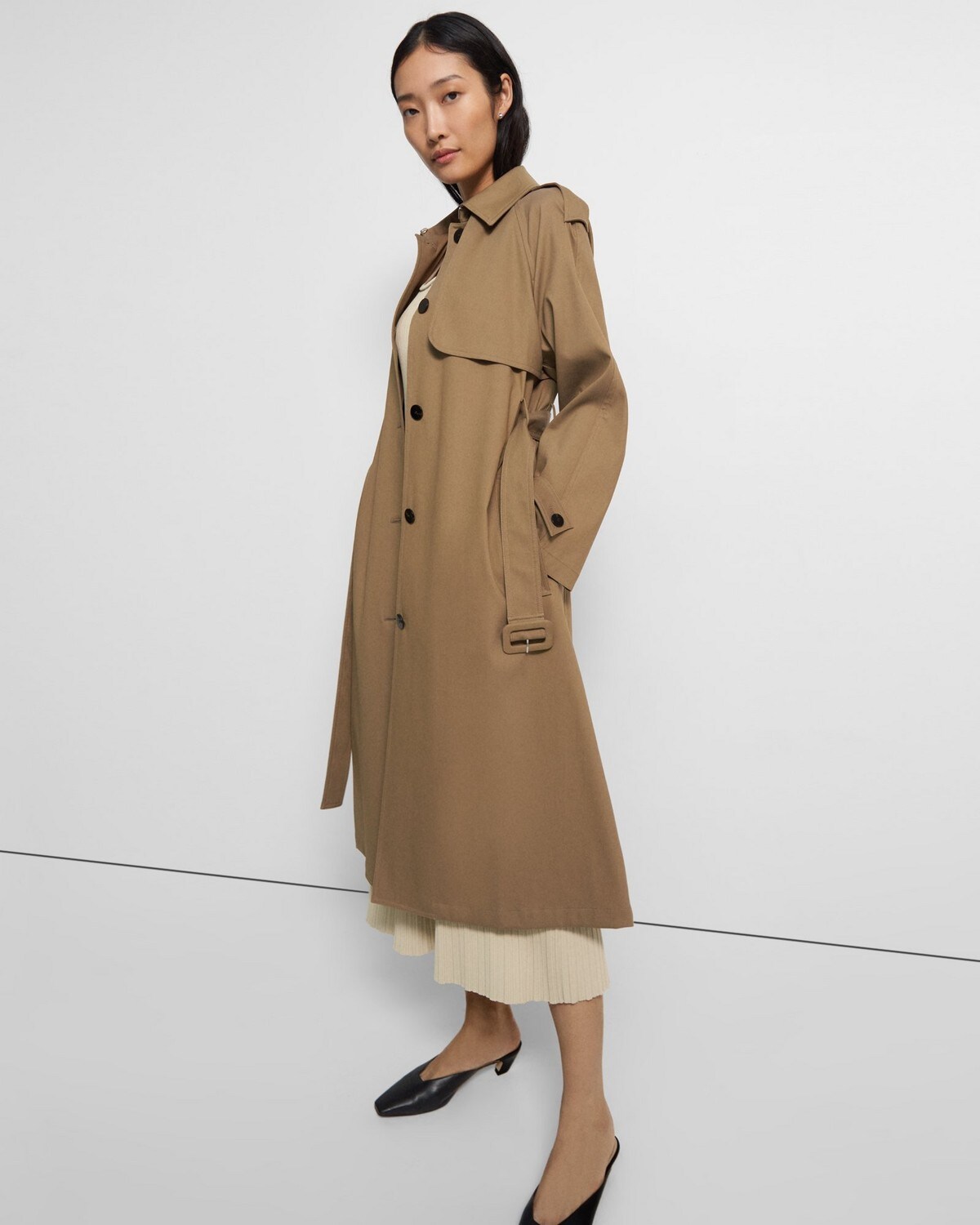 Belted Trench Coat in Technical Twill
