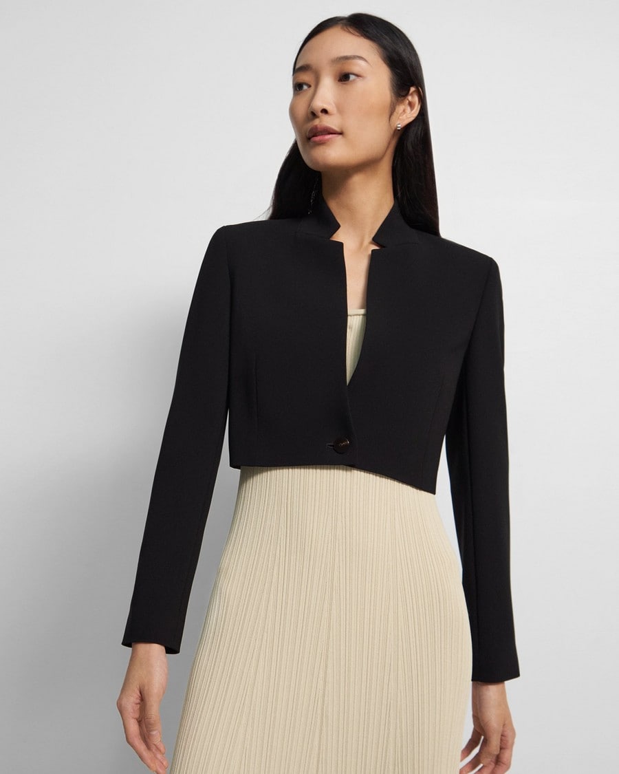 Cropped Blazer in Admiral Crepe