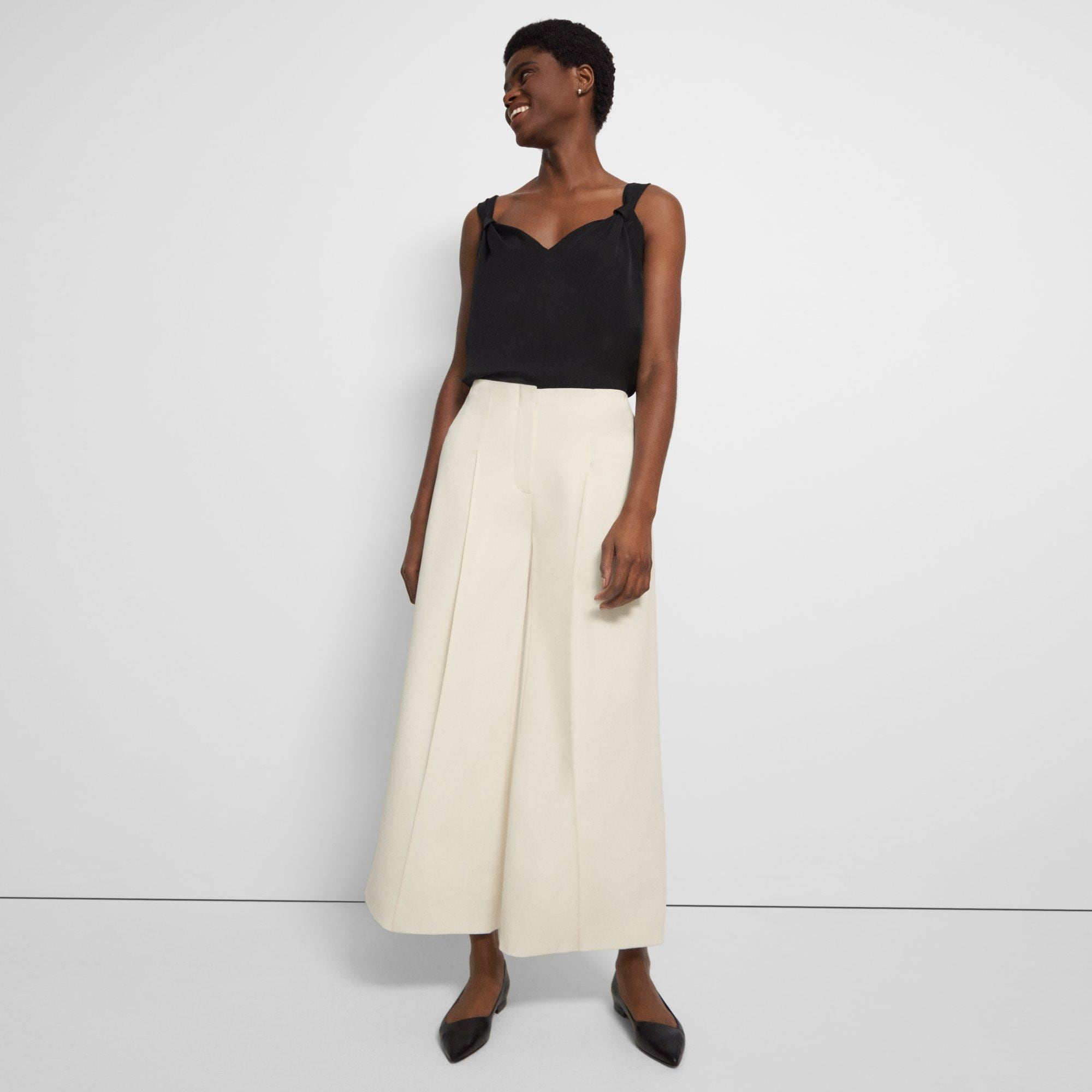 White Admiral Crepe Pleated Wide-Leg Pant | Theory