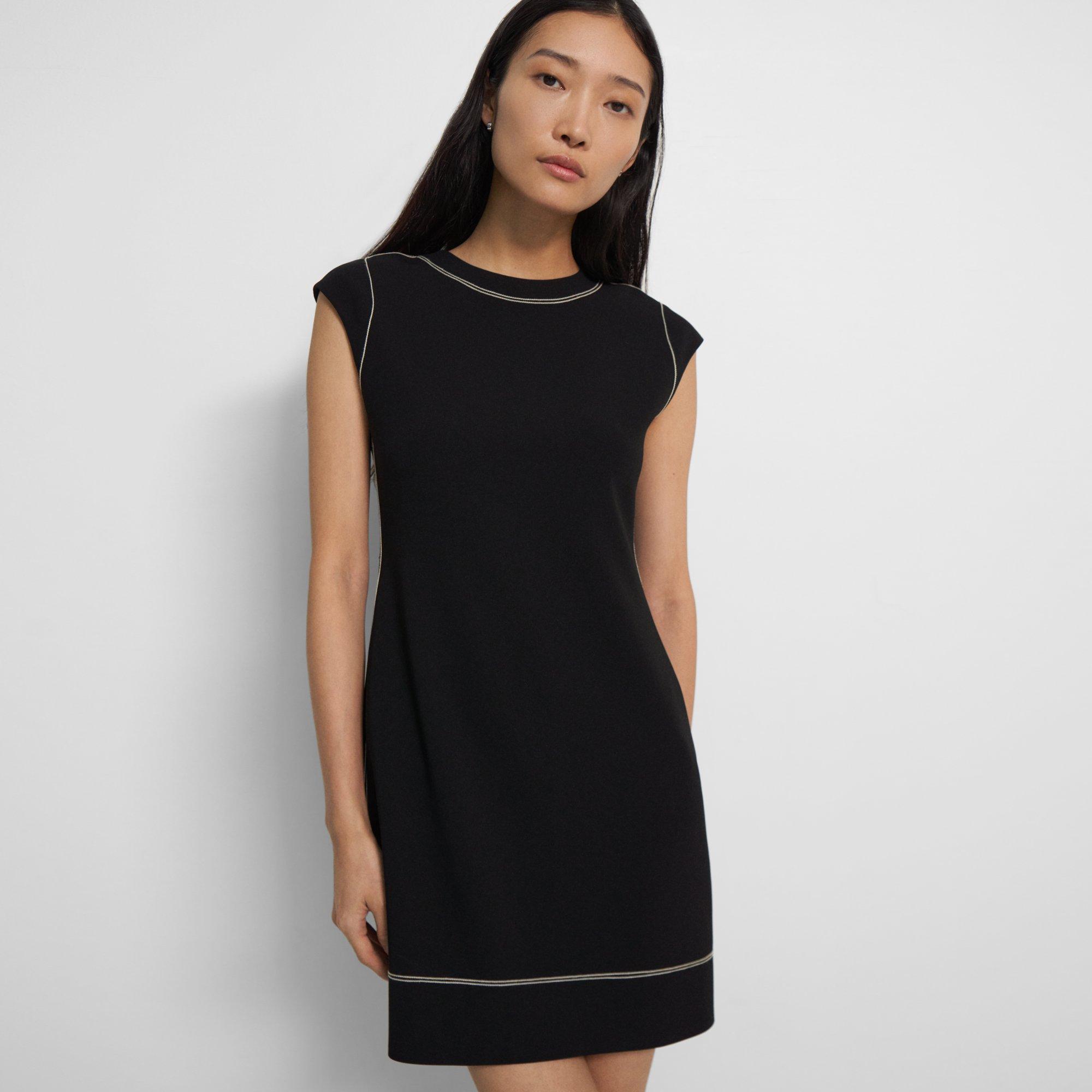 Black Admiral Crepe Embroidered Shift Dress | Theory