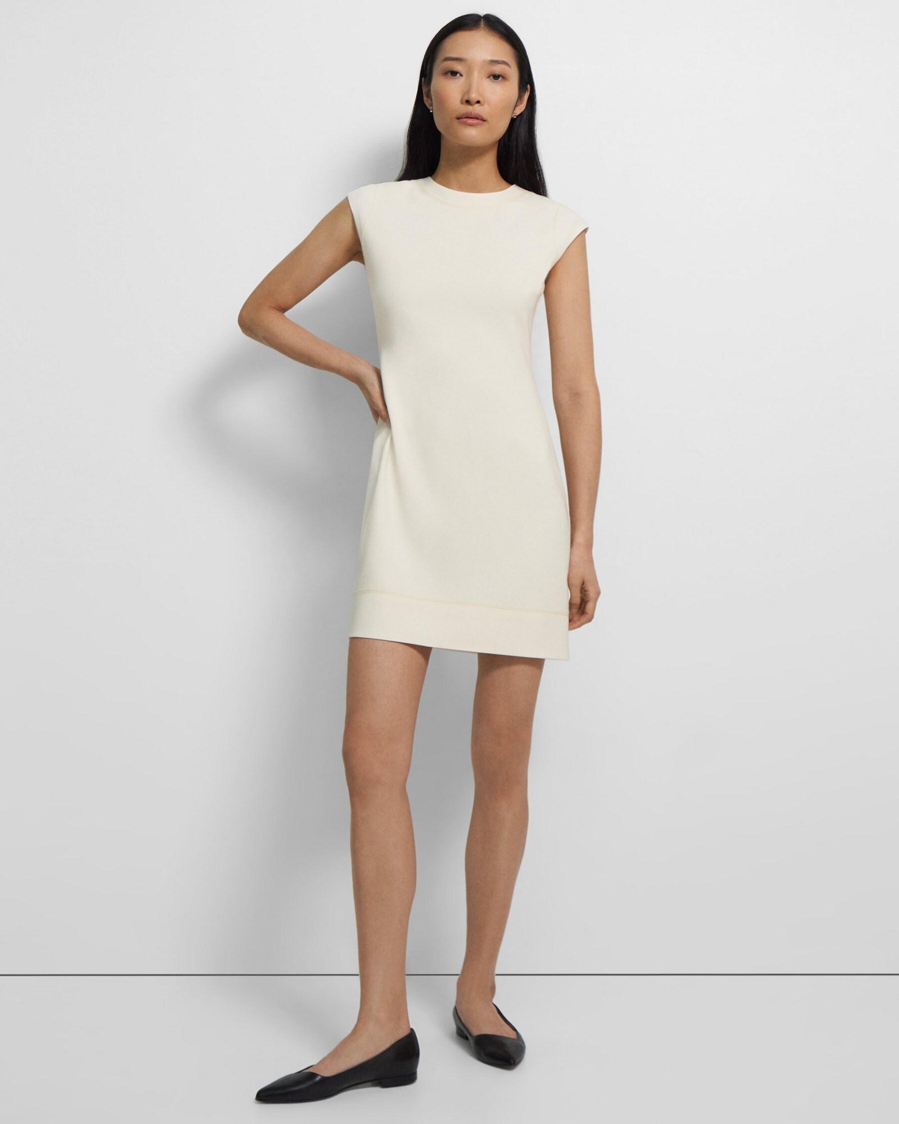 Embroidered Shift Dress in Admiral Crepe