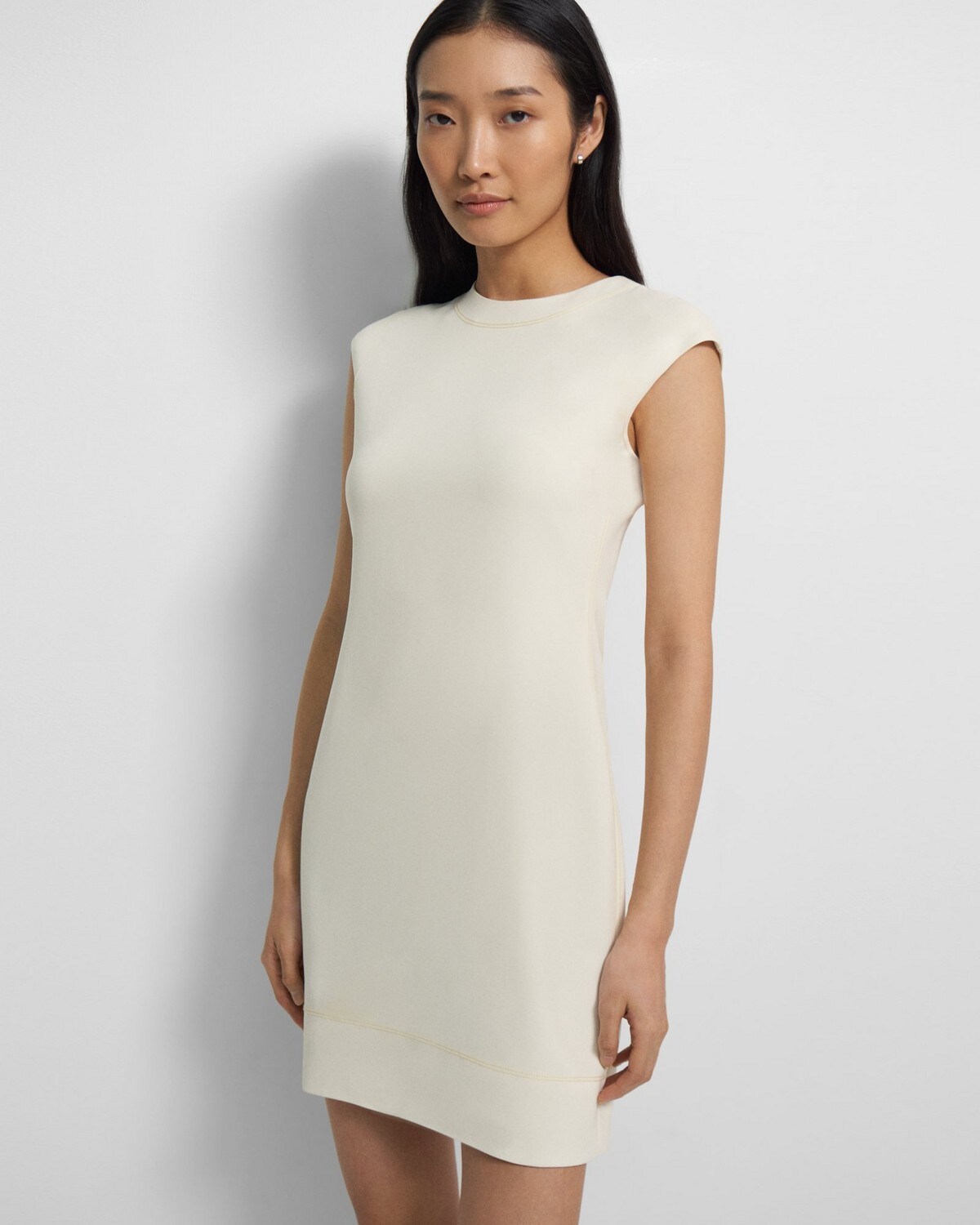 Embroidered Shift Dress in Admiral Crepe