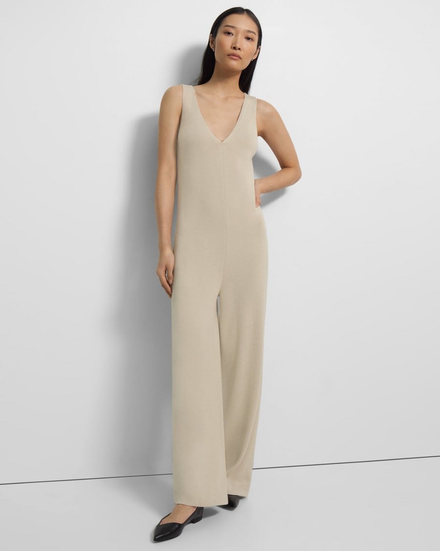 V-Neck Jumpsuit in Empire Wool