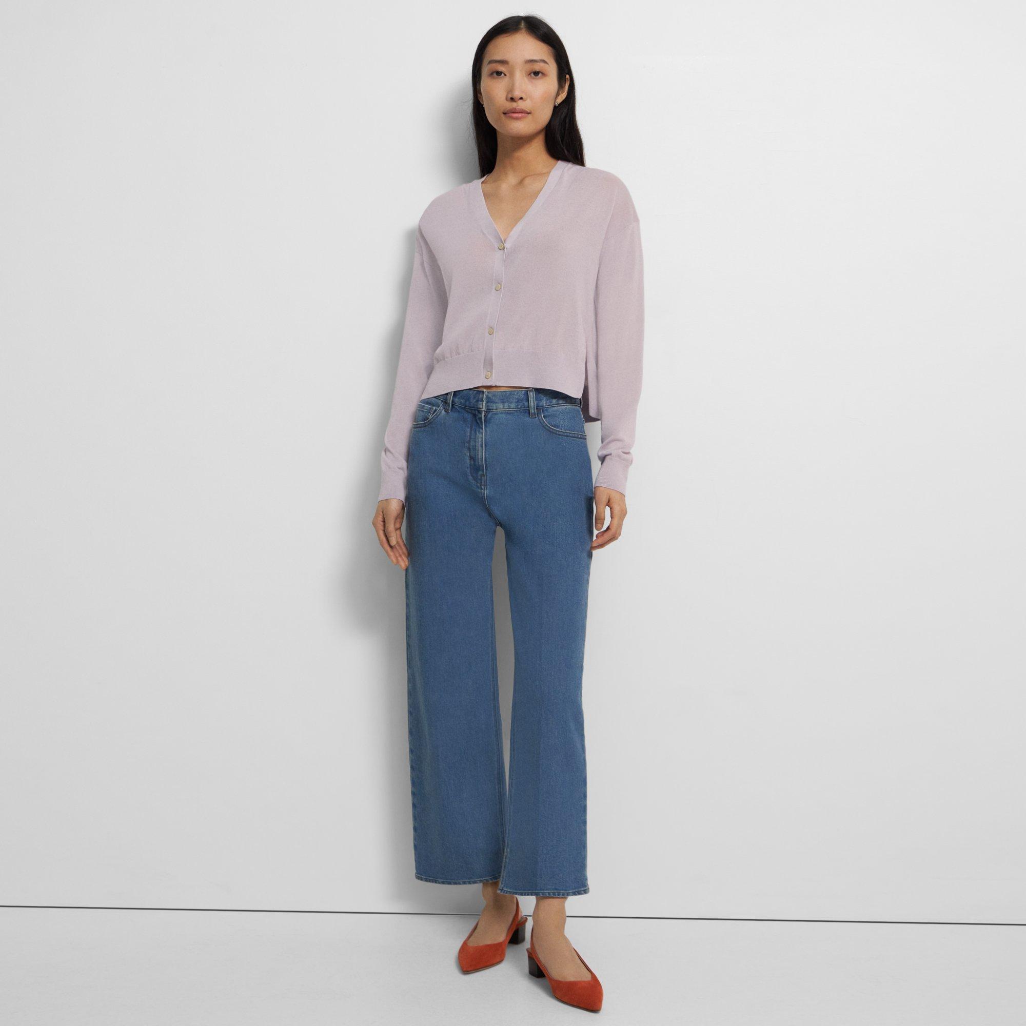 V-Neck Cardigan in Cotton Blend