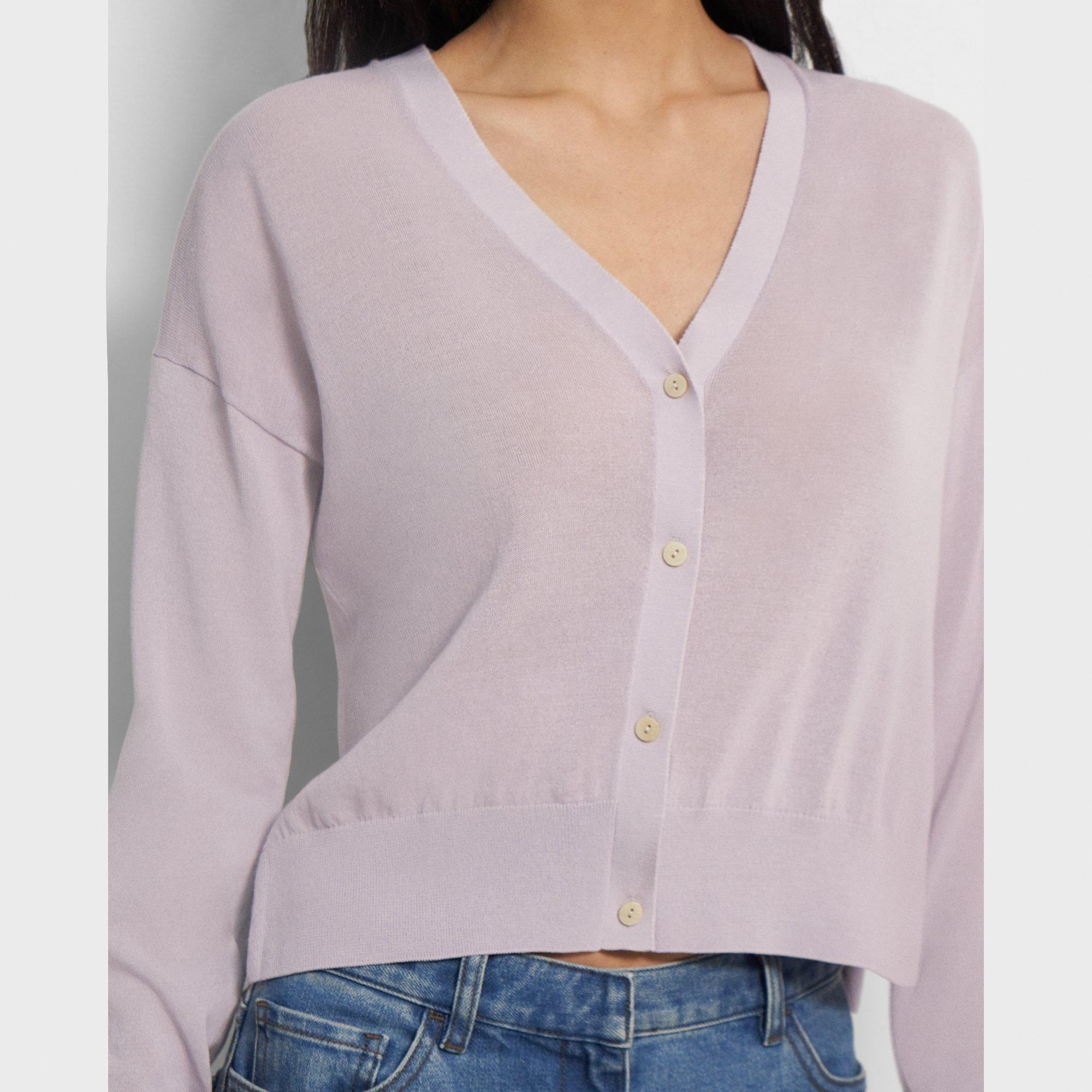 V-Neck Cardigan in Cotton Blend