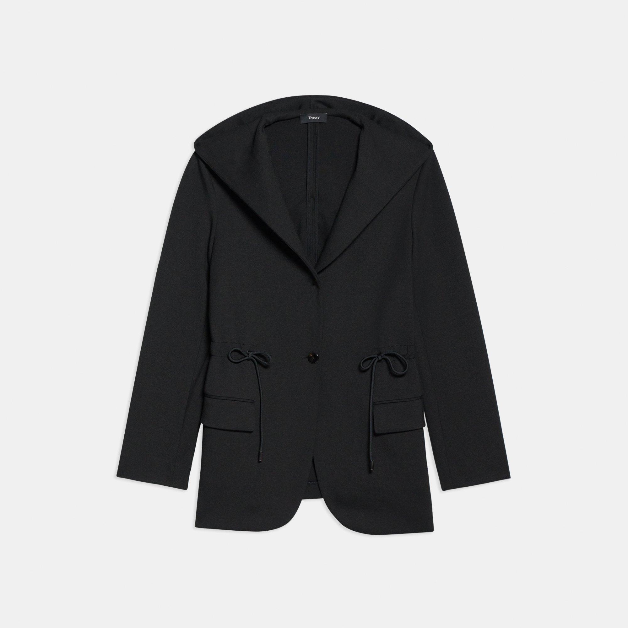 DoubleKnit Jersey Hooded Drape Jacket Theory