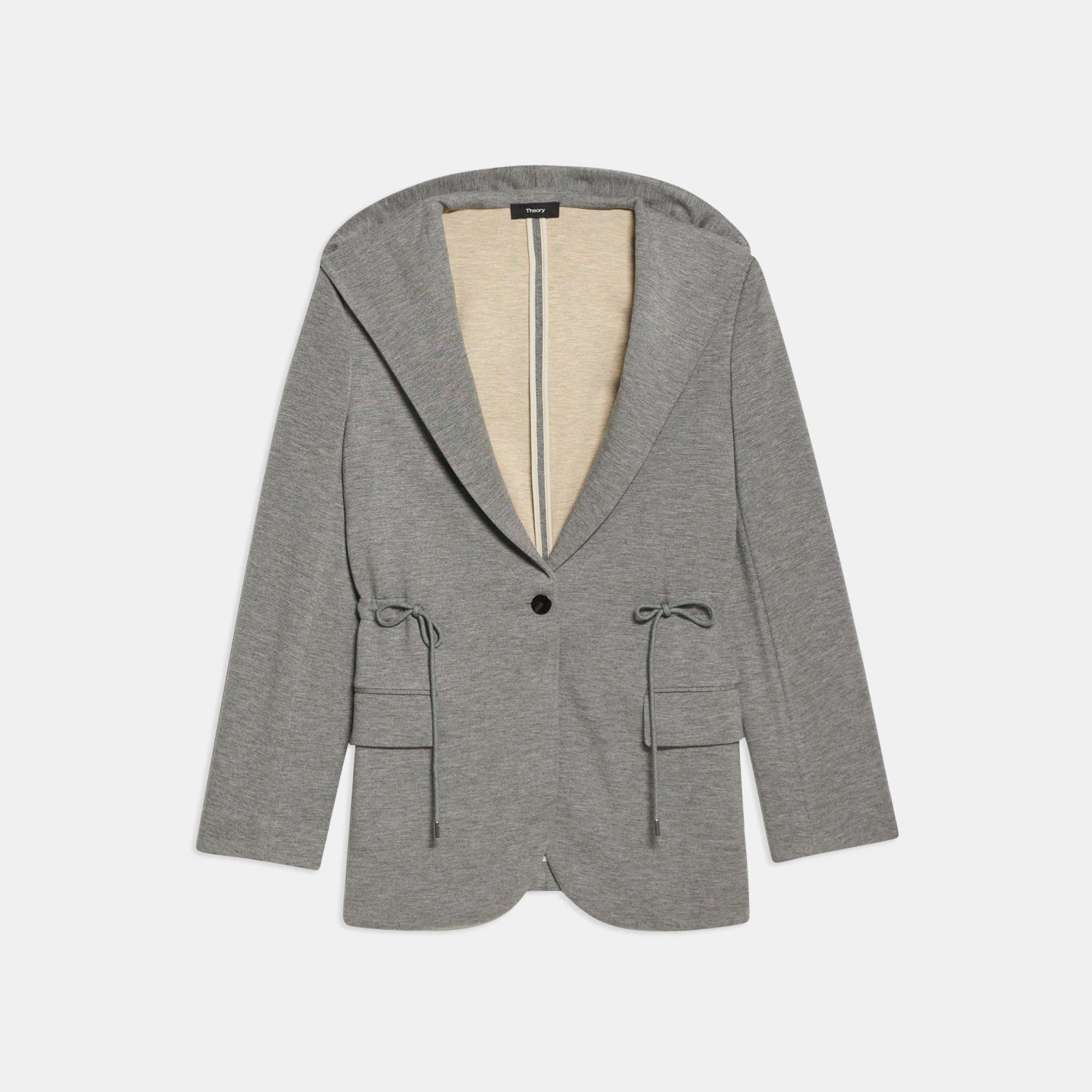 Theory Hooded Drape Double-knit Jacket in Gray