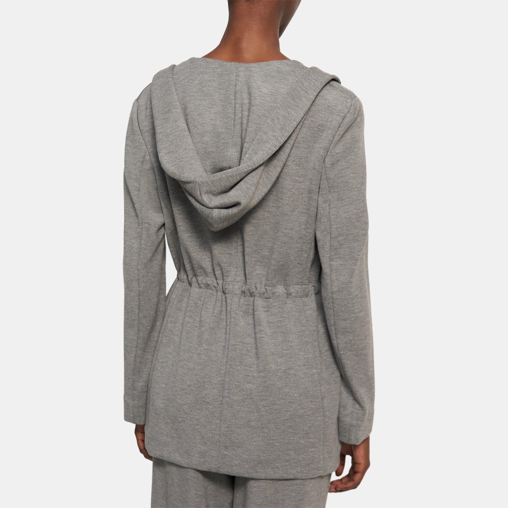 Theory Hooded Drape Double-knit Jacket in Gray