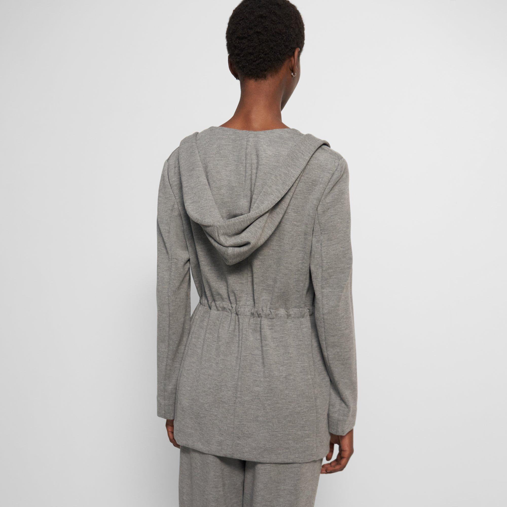 Theory Hooded Drape Double-knit Jacket in Gray