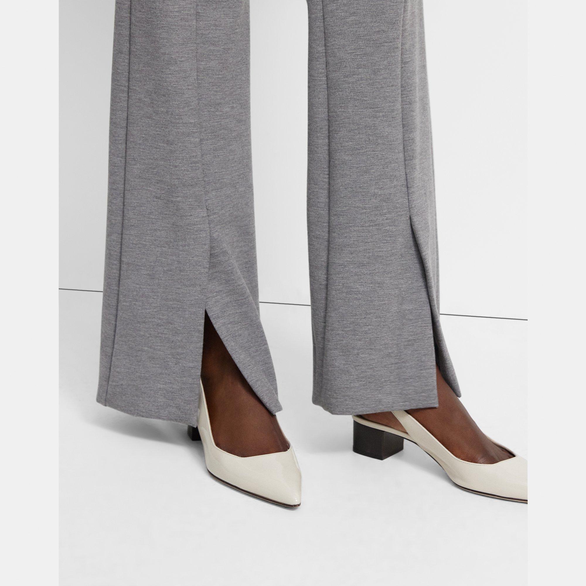 Beige Double-Knit Jersey Slit Demitria Pant | Theory