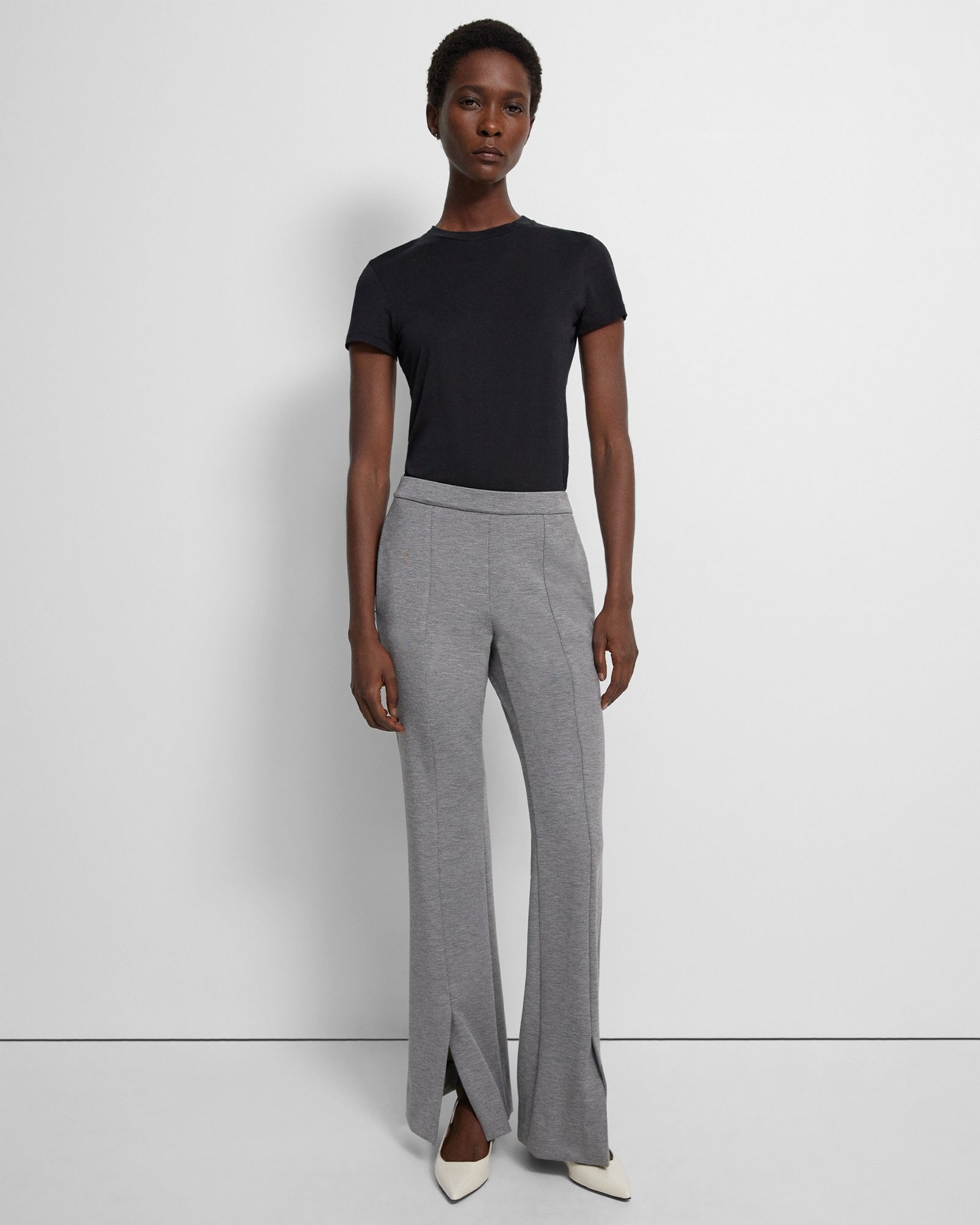 Theory Slit Demitria Pant in Double-Knit Jersey