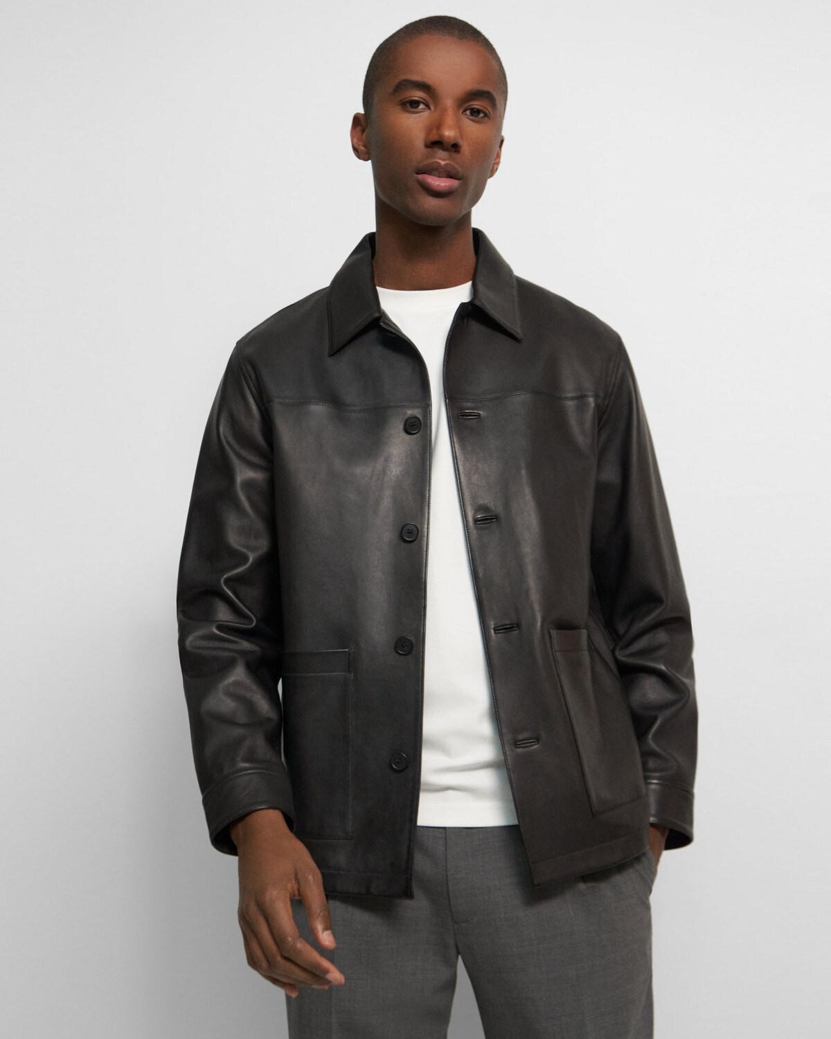 Selk Shirt Jacket in Smooth Leather
