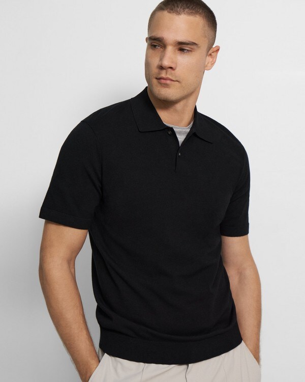 띠어리 폴로 반팔 M0186711 Theory Goris Polo Shirt in Fine Bilen,BLACK