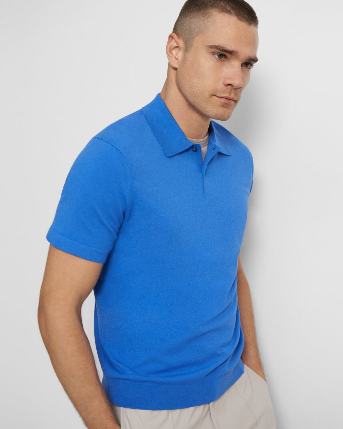 띠어리 폴로 반팔 M0186711 Theory Goris Polo Shirt in Fine Bilen,PUCE BLUE
