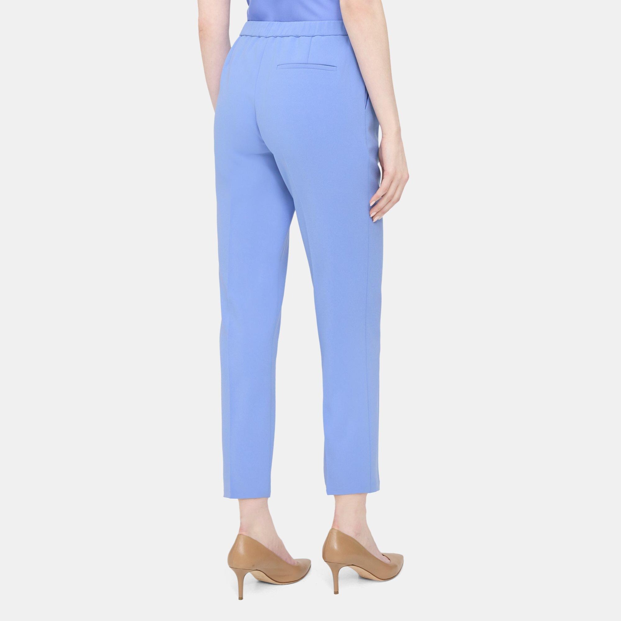 Slim Cropped Pull-On Pant in Crepe