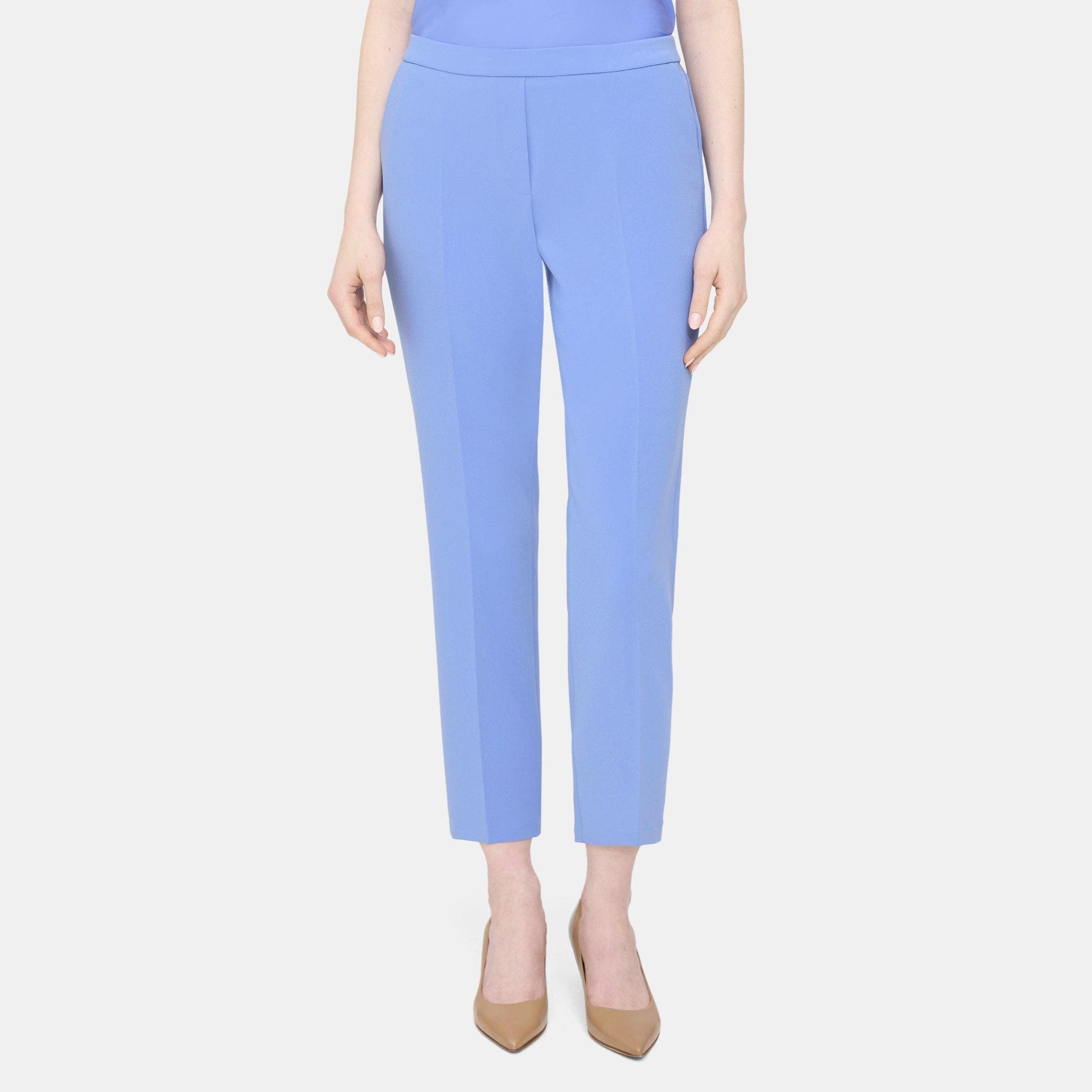 Slim Cropped Pull-On Pant in Crepe