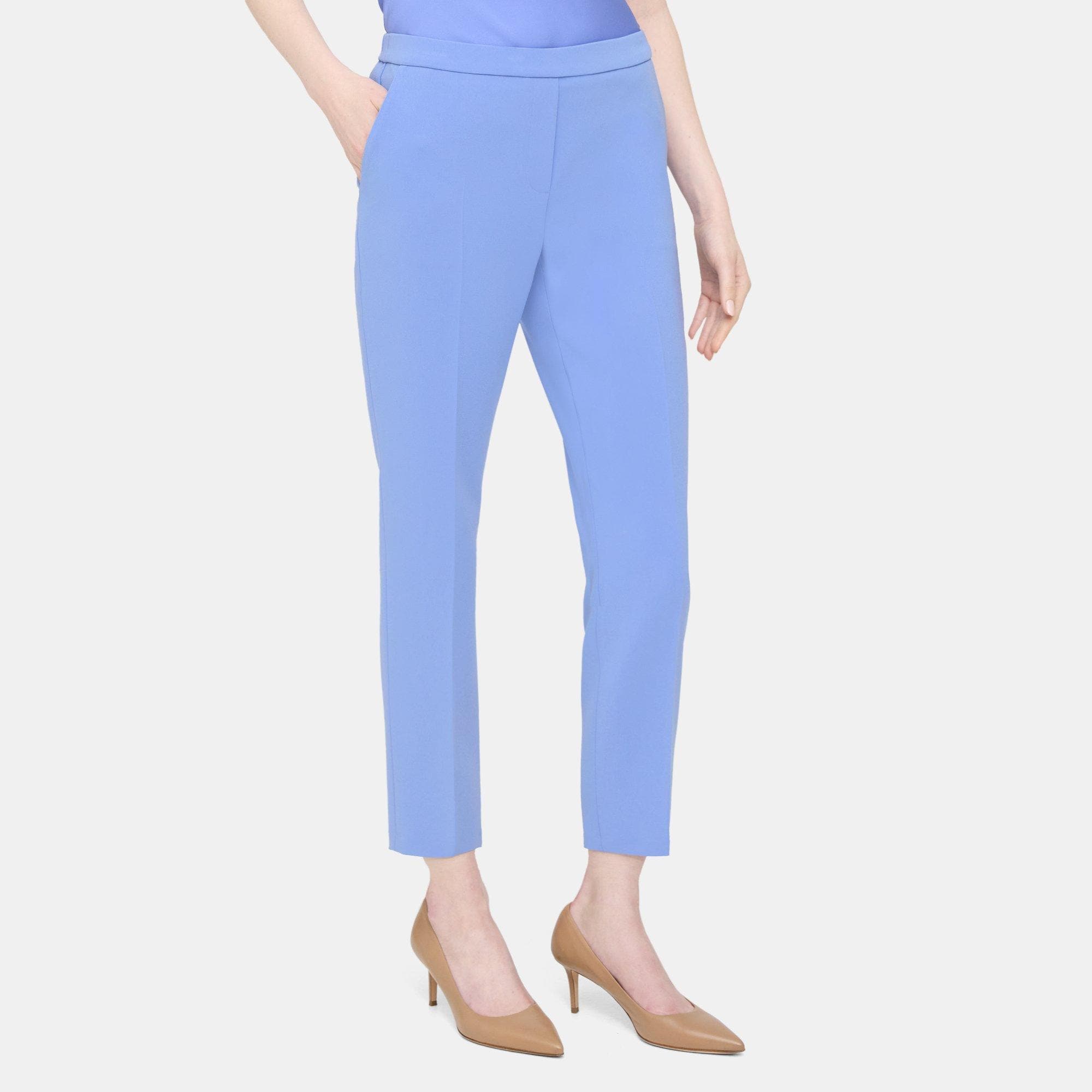 Slim Cropped Pull-On Pant in Crepe