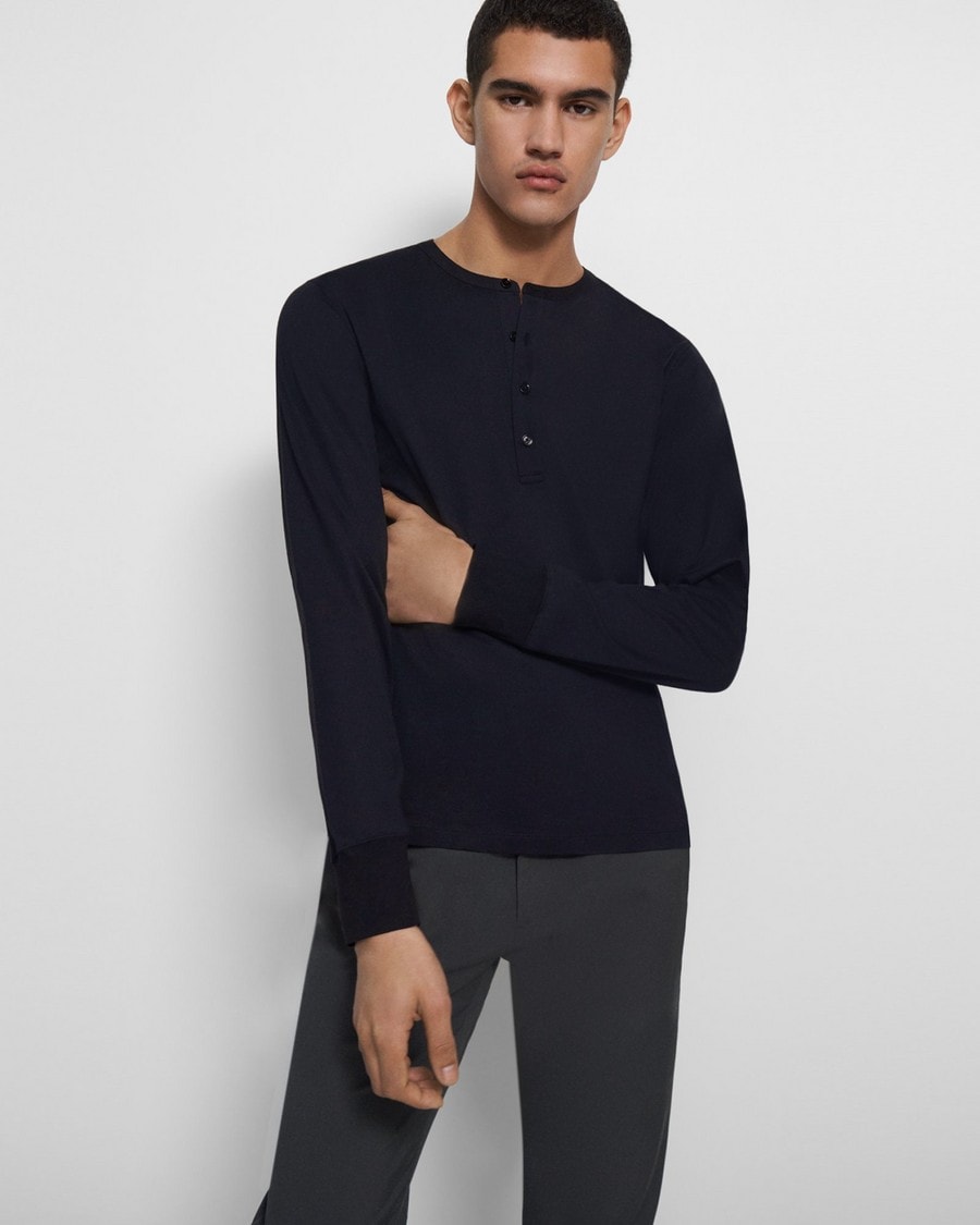 Precise Henley Tee in Luxe Cotton Jersey