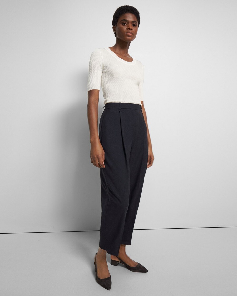 Good Wool Pleated Carrot Pant | Theory