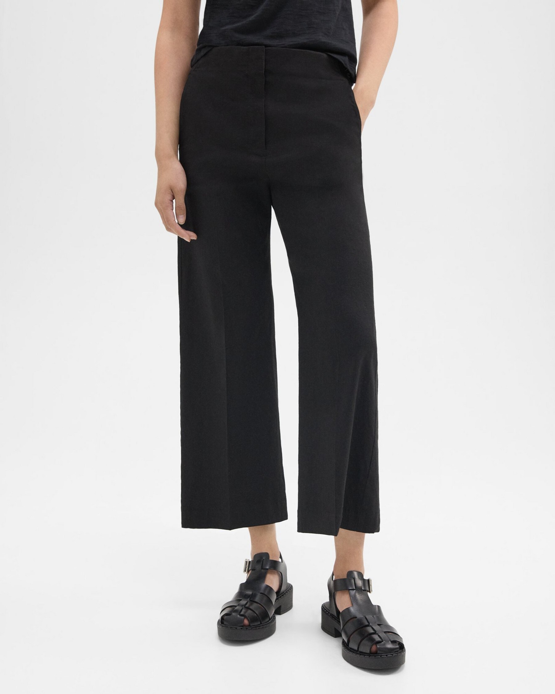 Good Linen Wide Crop Pant | Theory