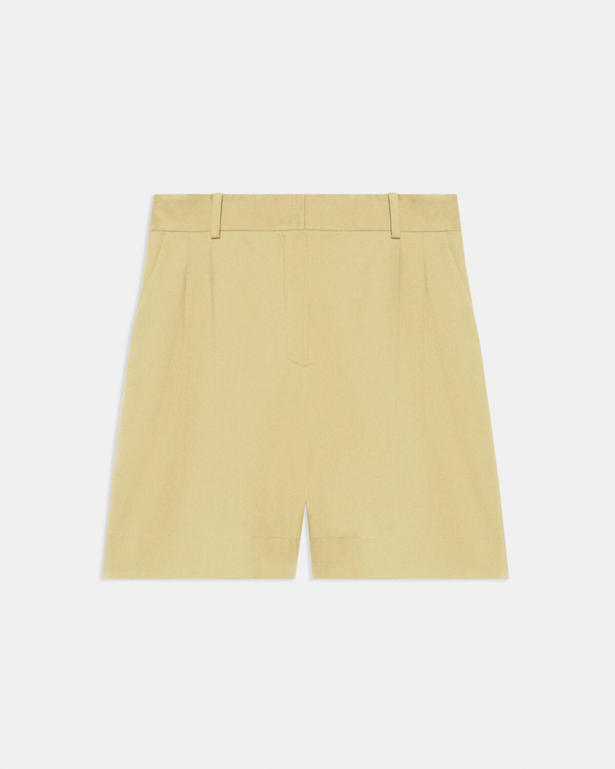 Pleated Short in Stretch Cotton Twill