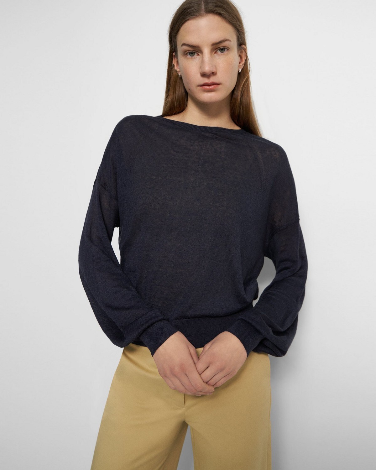 Volume Sleeve Sweater in Knit Linen