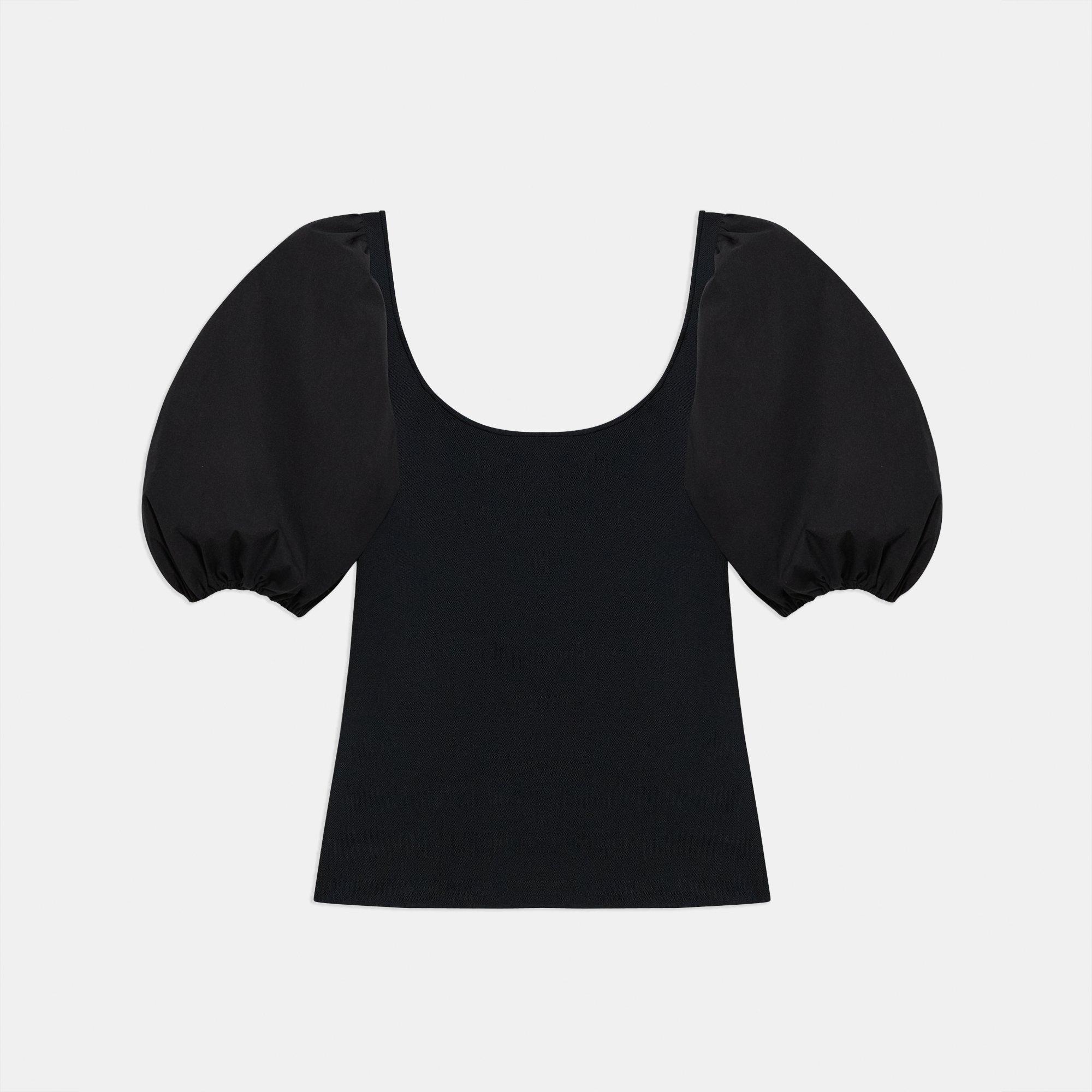 Stretch Knit Puff Sleeve Top | Theory Outlet