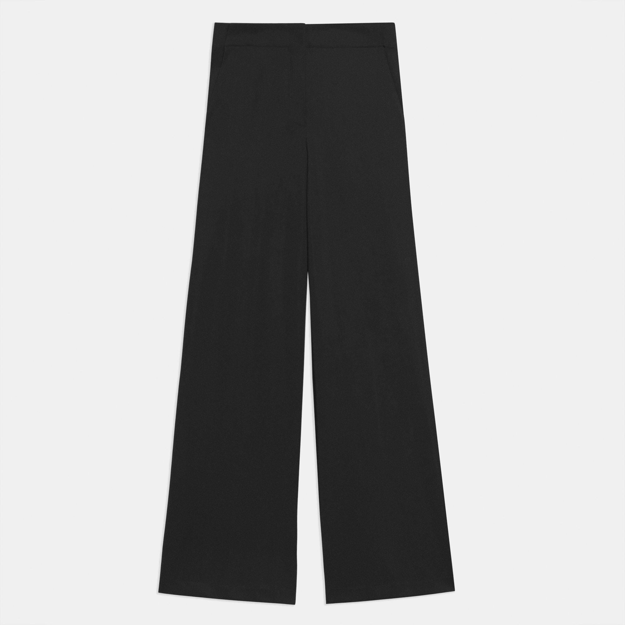 Black Precision Ponte Wide-Leg Pant | Theory