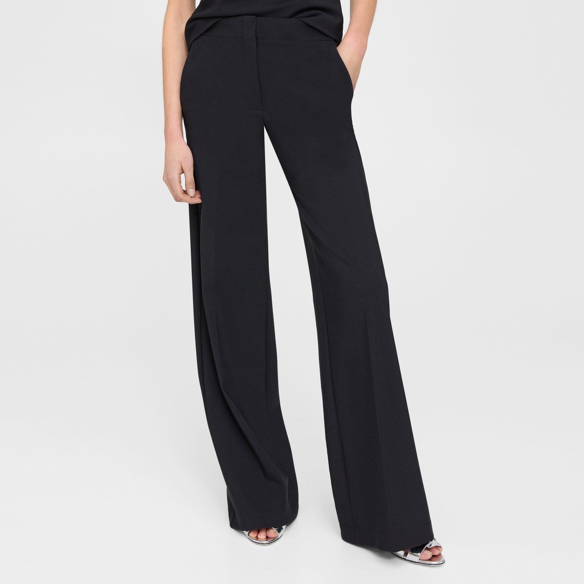 Black Ponte Knit Wide Leg Pant — Legletic