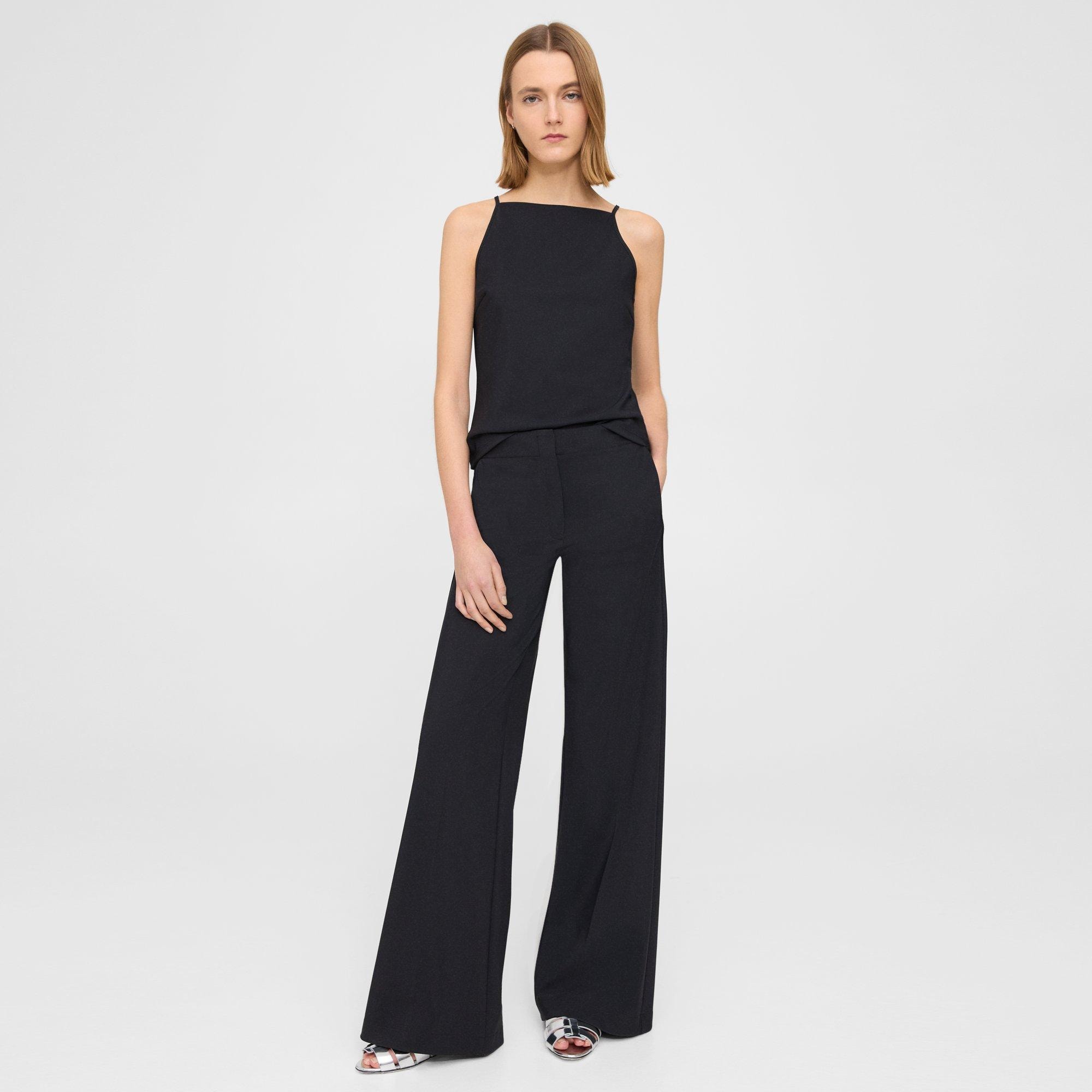 Black Precision Ponte Wide-Leg Pant | Theory