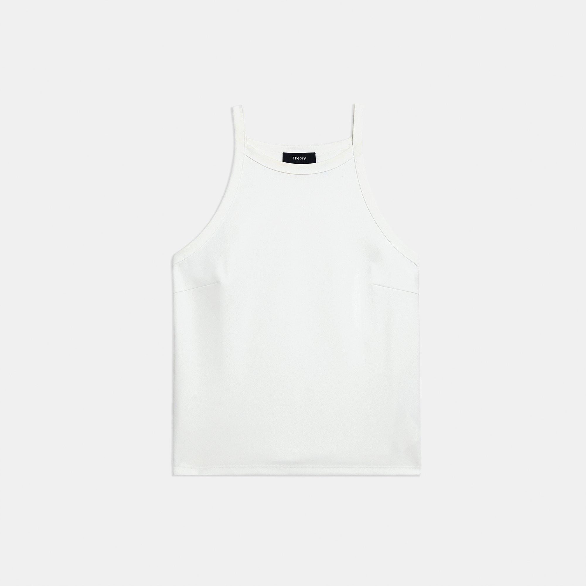 Cropped Halter Tank in Precision Ponte