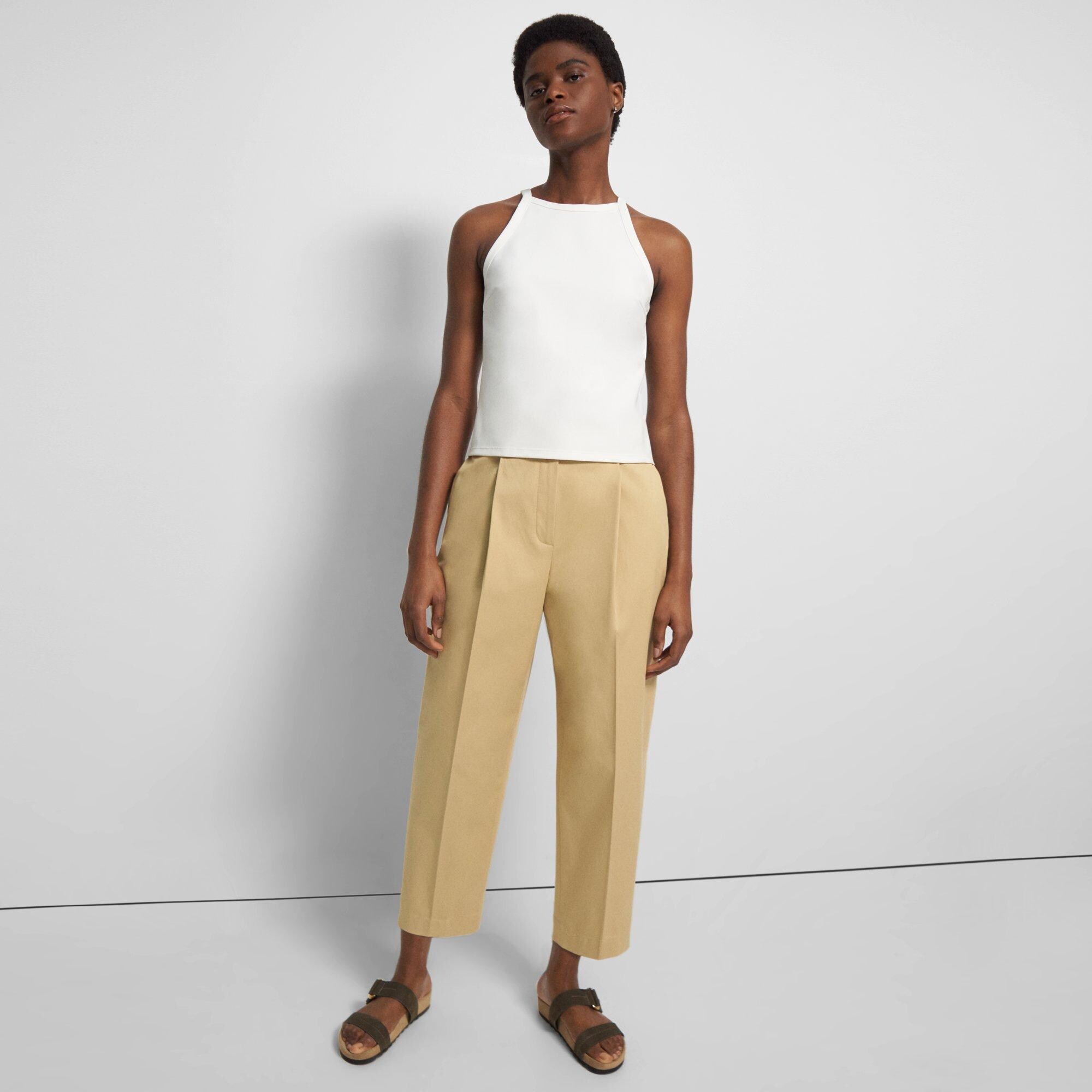 Cropped Halter Tank in Precision Ponte