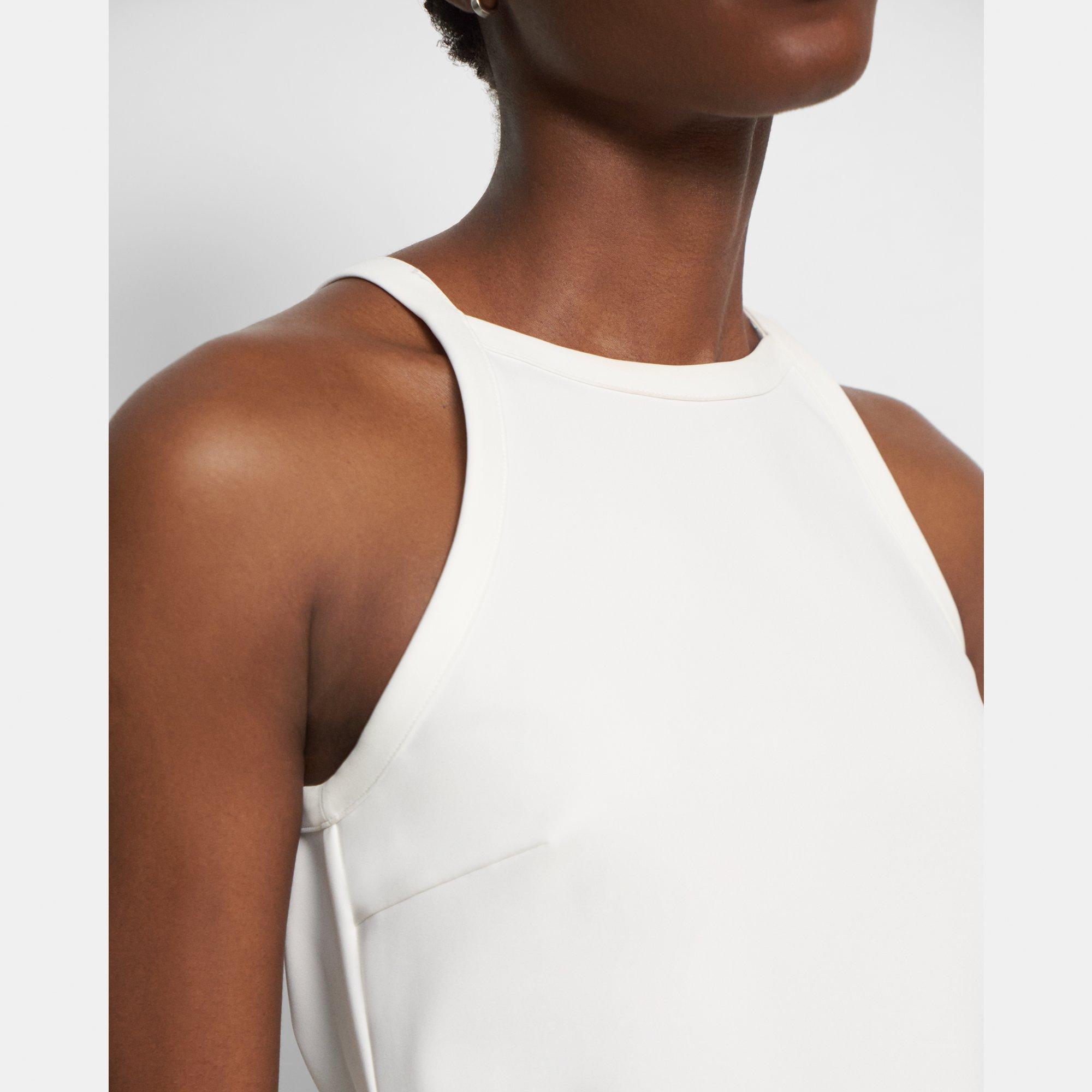 Cropped Halter Tank in Precision Ponte