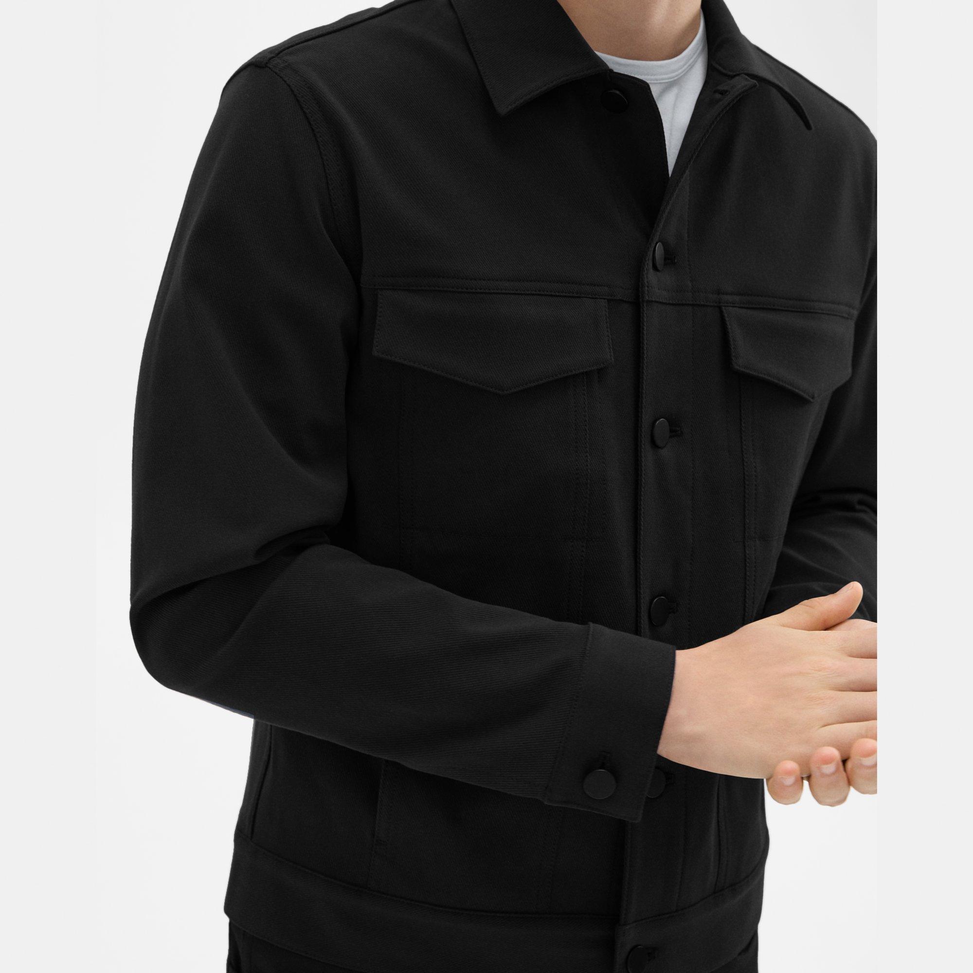 Black Neoteric Twill River Trucker Jacket | Theory