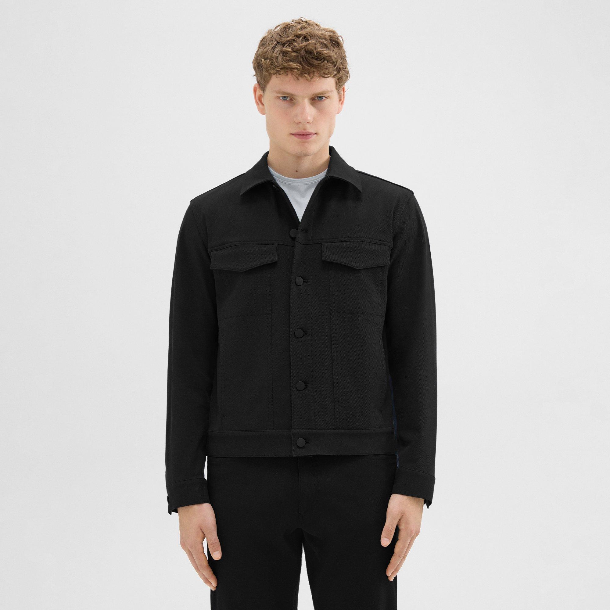 띠어리 Theory River Trucker Jacket in Neoteric Twill,BLACK