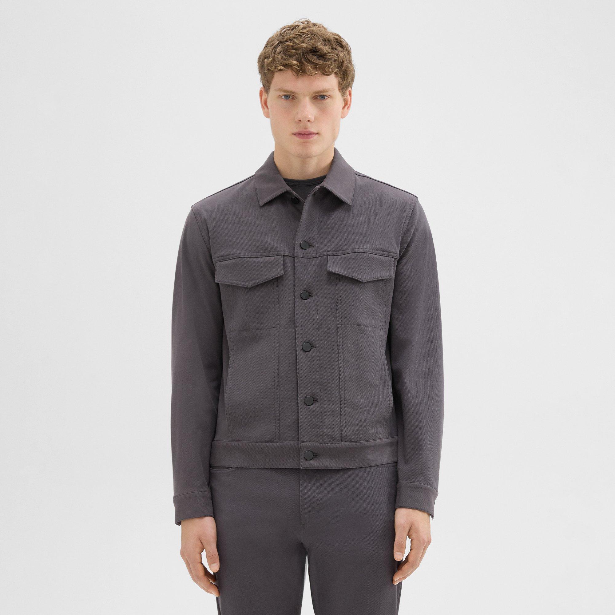 띠어리 Theory River Trucker Jacket in Neoteric Twill,DARK GREY