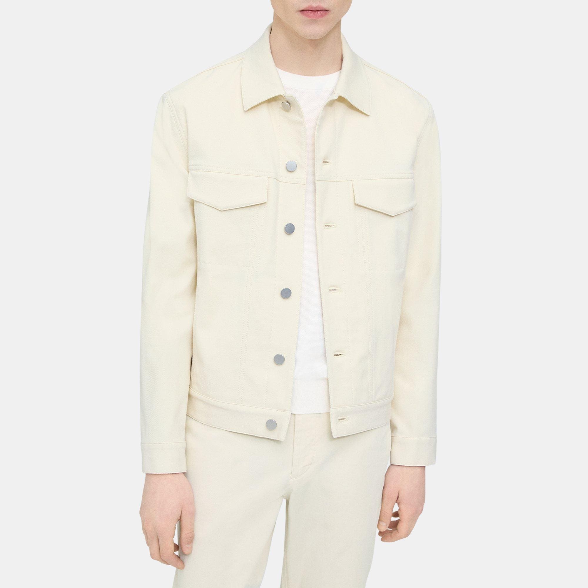 White Neoteric Twill River Trucker Jacket | Theory