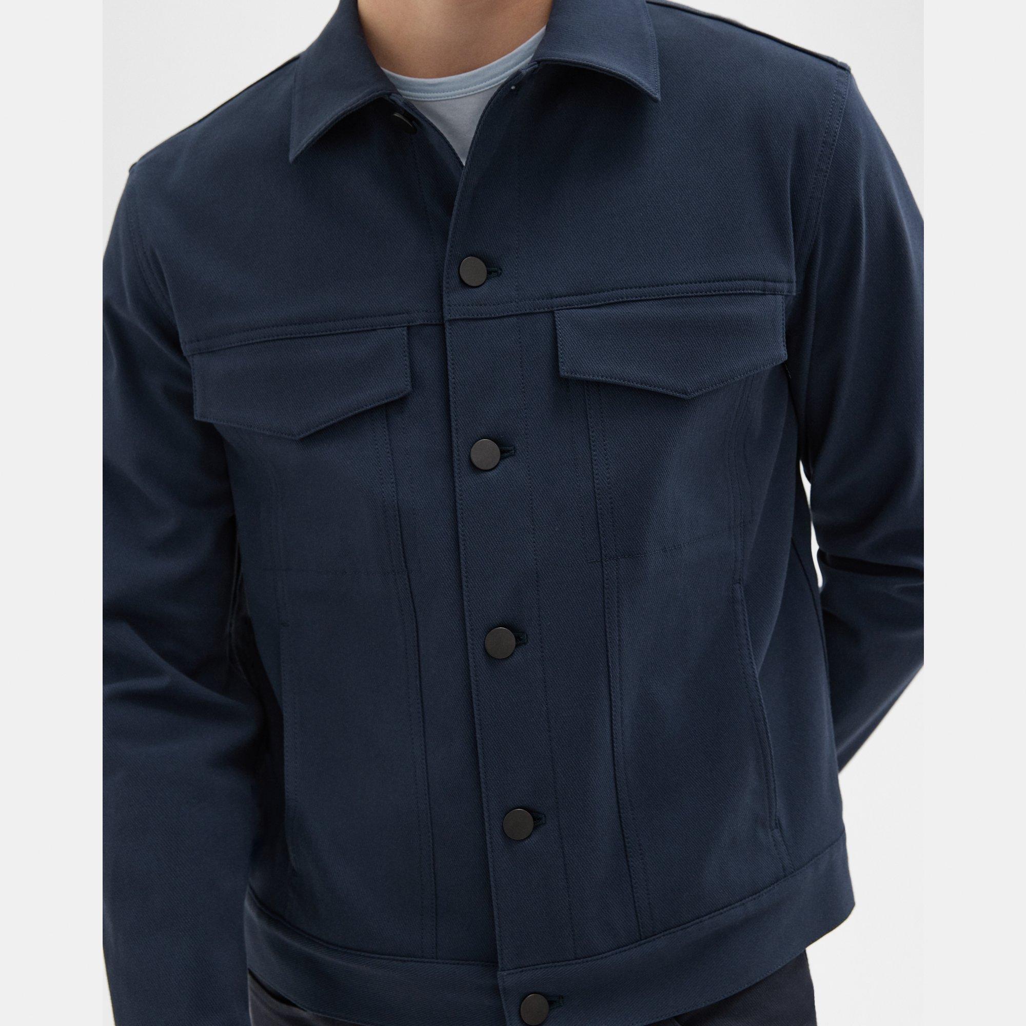 Blue Neoteric Twill River Trucker Jacket | Theory