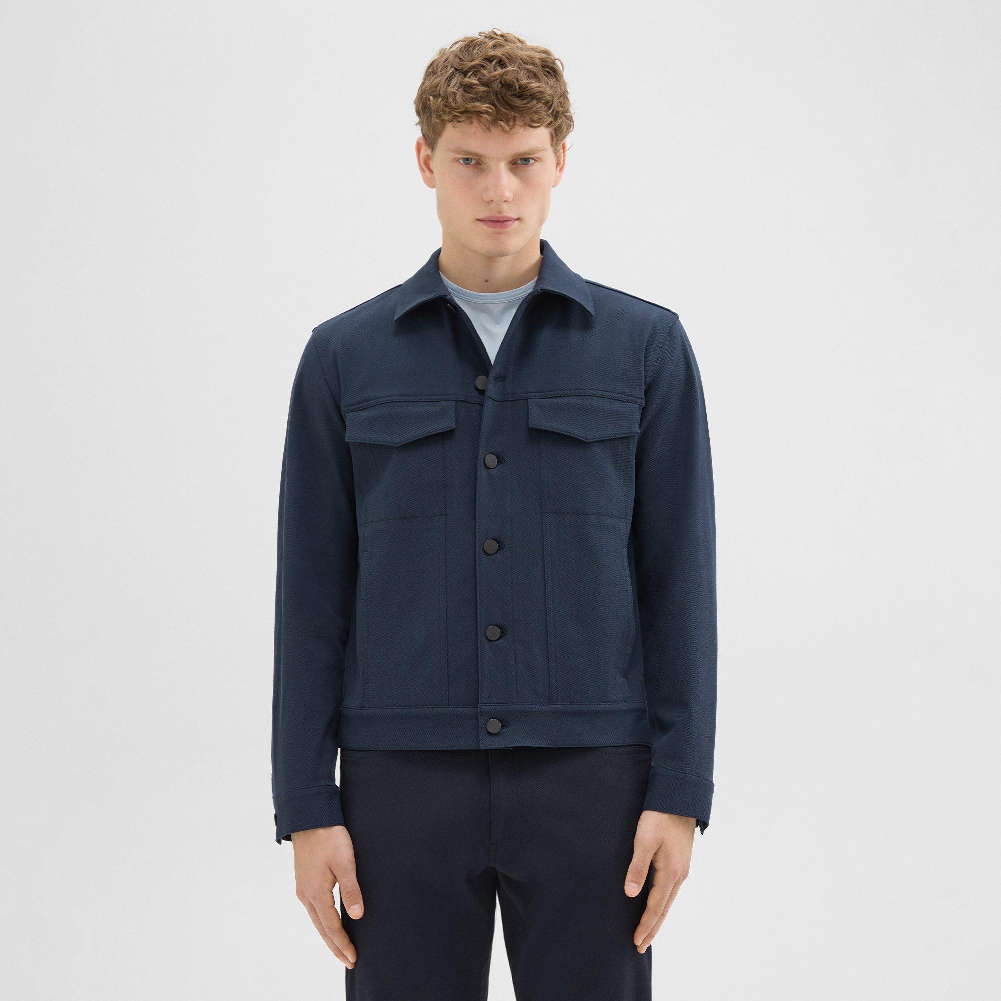 Blue Neoteric Twill River Trucker Jacket | Theory